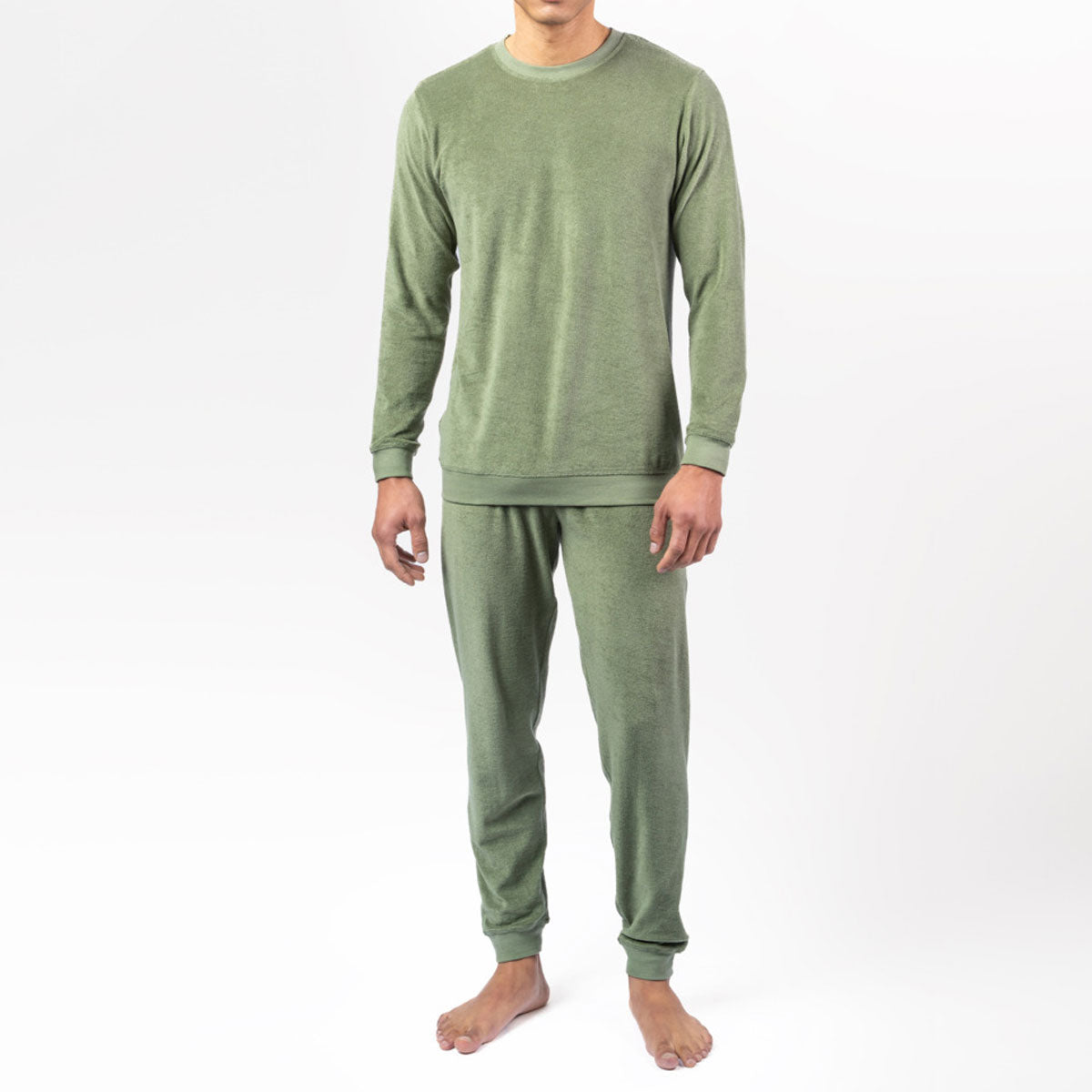 Living Crafts Herren Frottee-Pyjama Bio Baumwolle