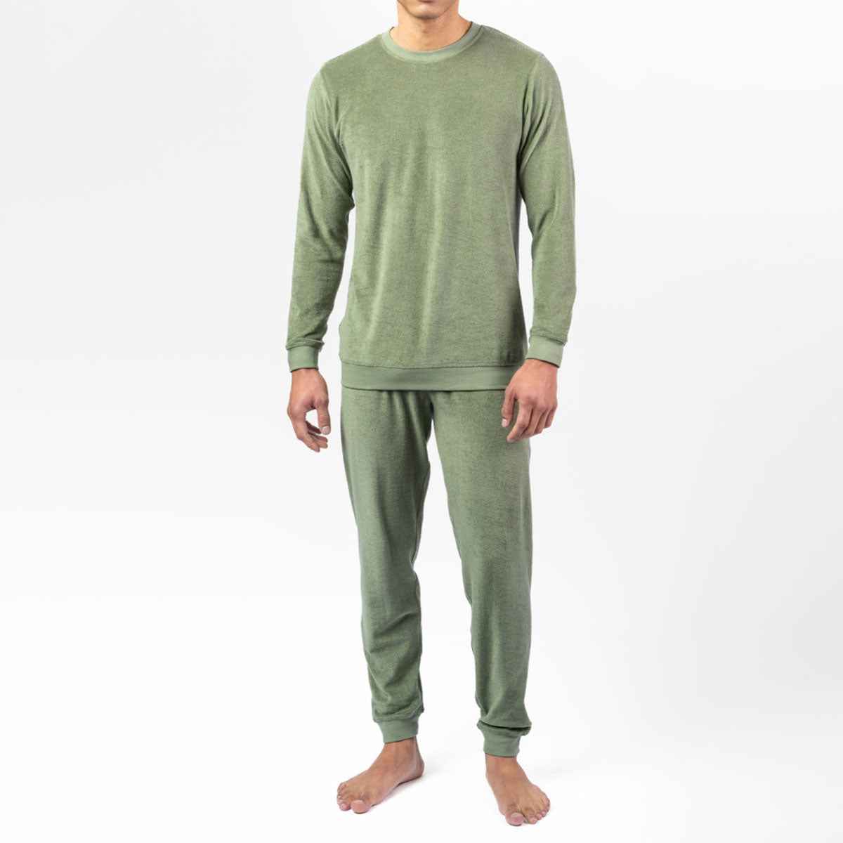 Living Crafts Herren Frottee-Pyjama Bio Baumwolle