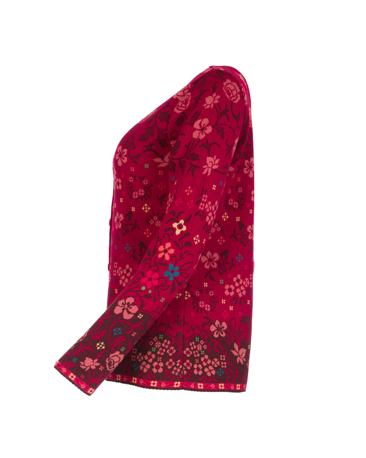 Dunque Damen Jacquard Jacke flowers kbT-Merinowolle Bio Baumwolle