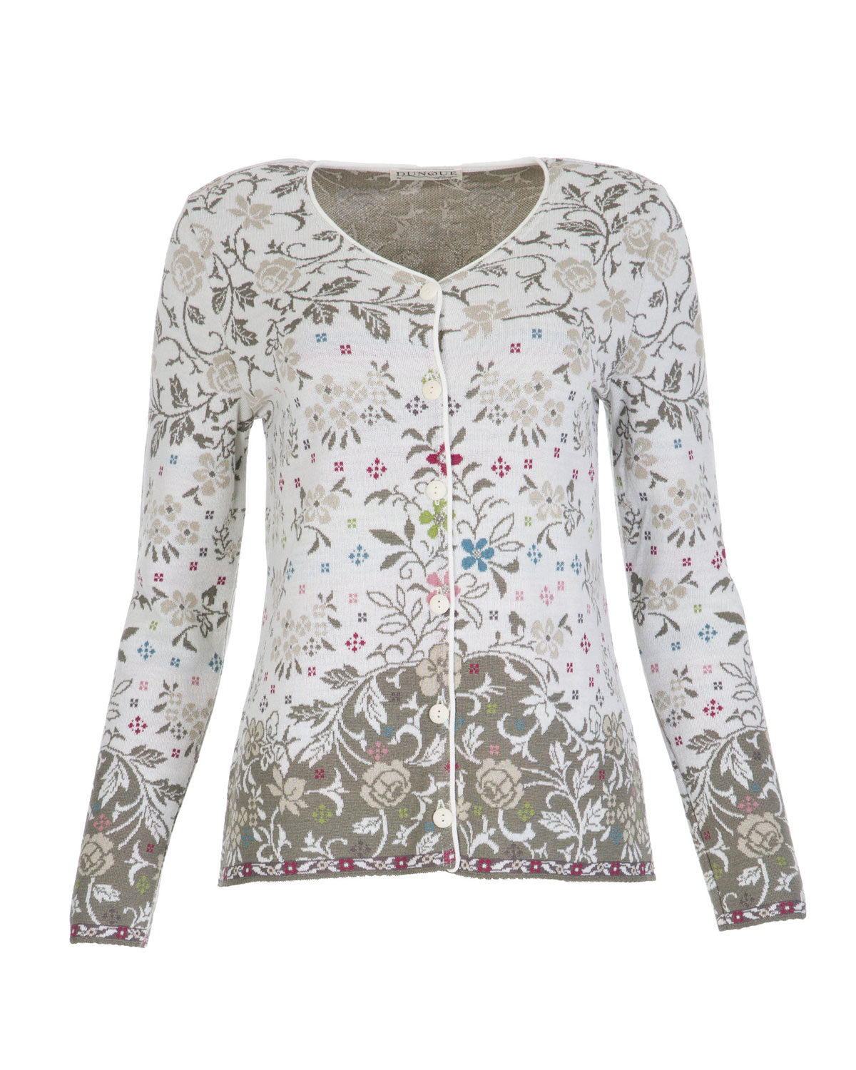 Dunque Damen Jacquard Jacke flowers kbT-Merinowolle Bio Baumwolle