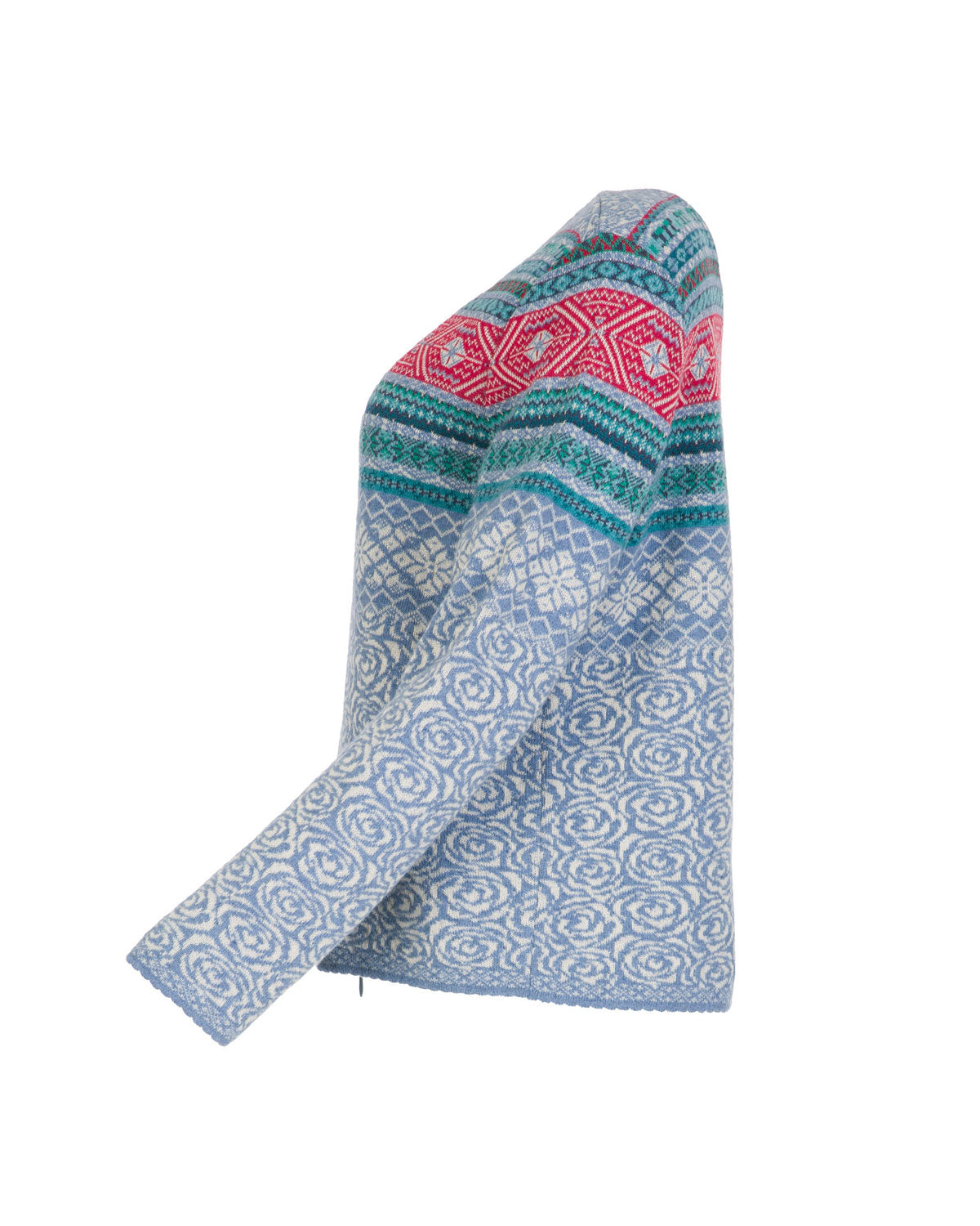 Dunque Damen Jacquard Jacke Wolle Bio Baumwolle