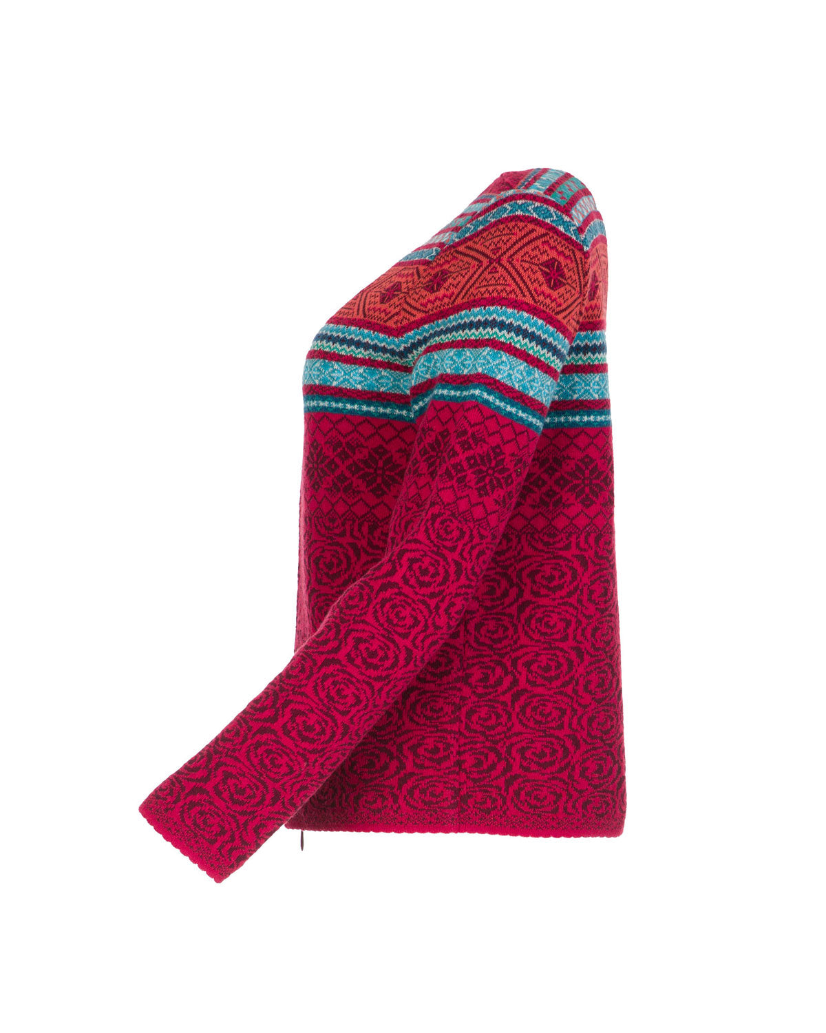 Dunque Damen Jacquard Jacke Wolle Bio Baumwolle