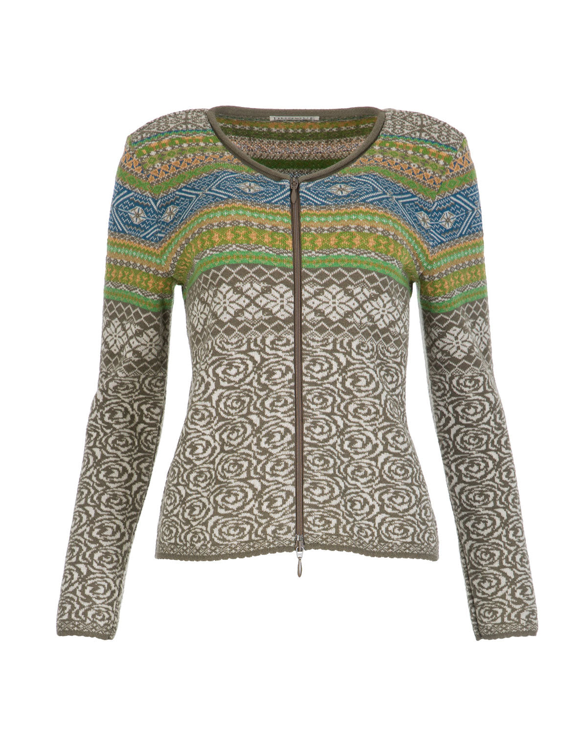 Dunque Damen Jacquard Jacke Wolle Bio Baumwolle