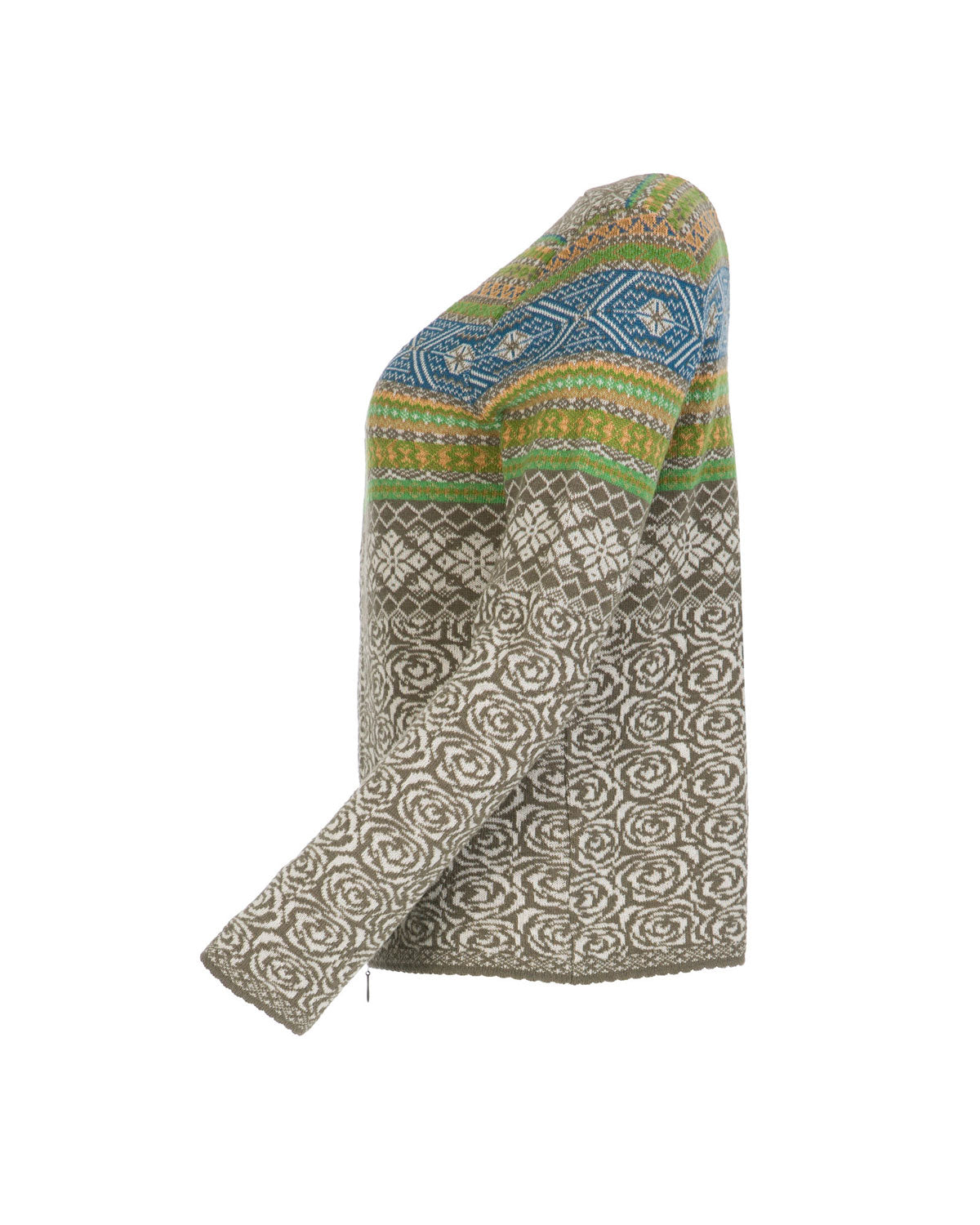 Dunque Damen Jacquard Jacke Wolle Bio Baumwolle