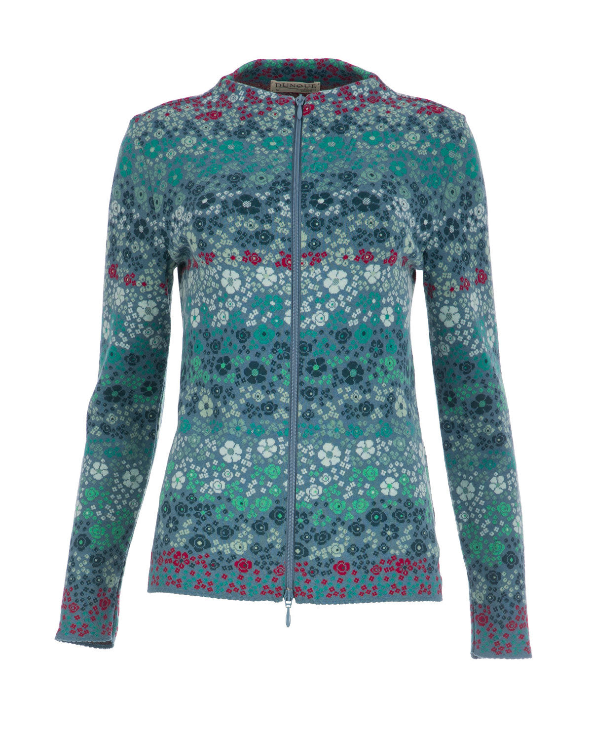 Dunque Damen Jacquard-Jacke Blumen Muster Bio Baumwolle