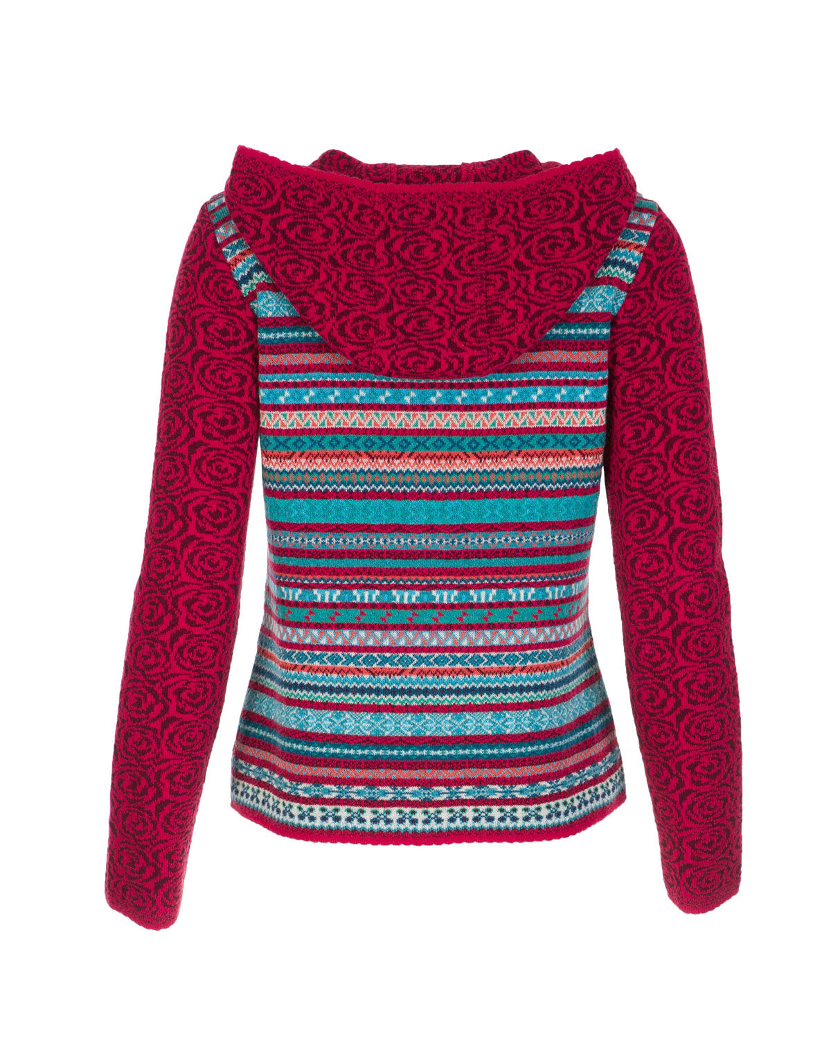 Dunque Damen Jacquard Kapuzenjacke Wolle Bio Baumwolle