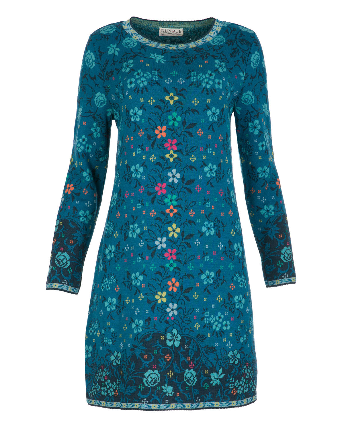 Dunque Jacquard Kleid flowers kbT-Merinowolle Bio Baumwolle