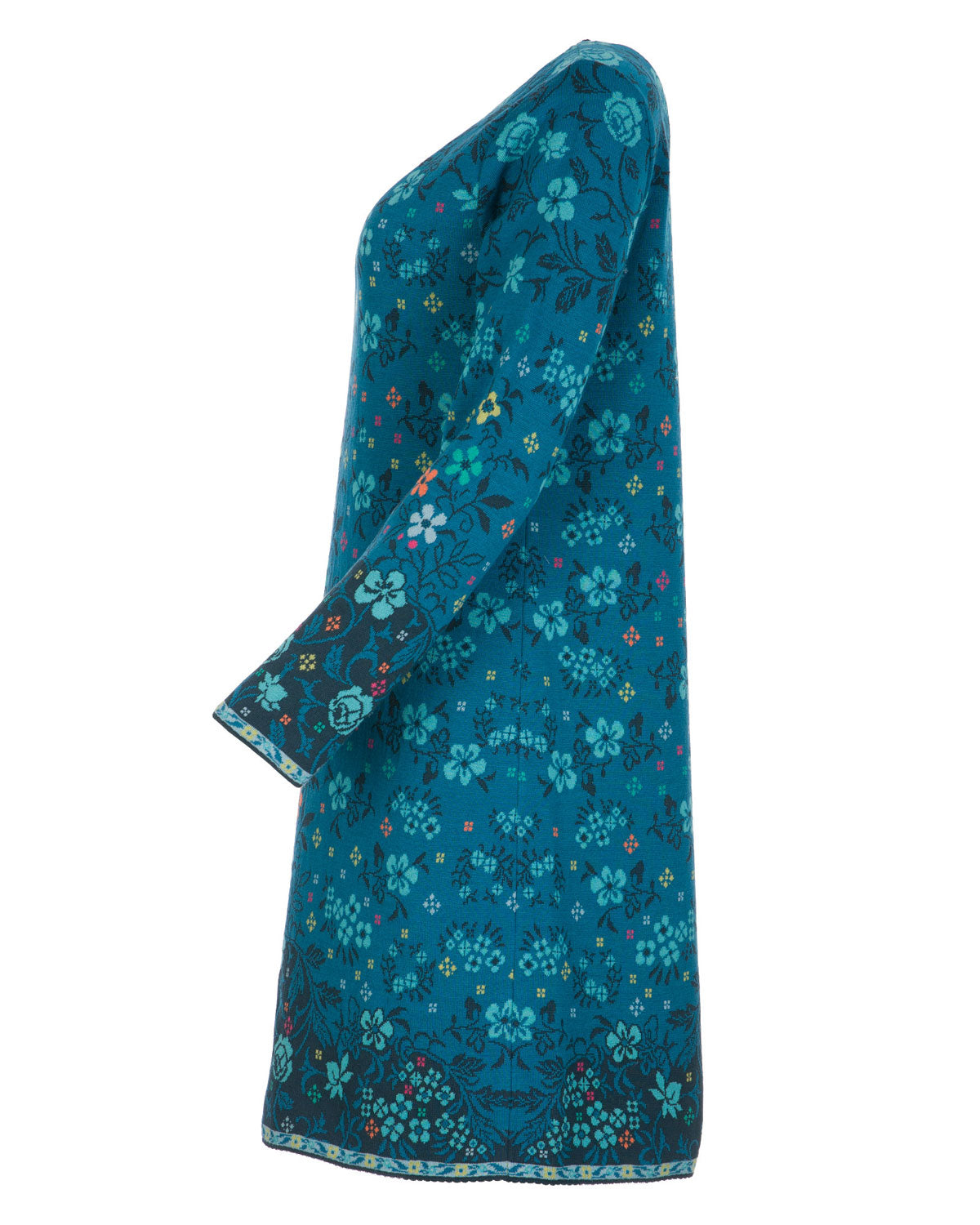 Dunque Jacquard Kleid flowers kbT-Merinowolle Bio Baumwolle