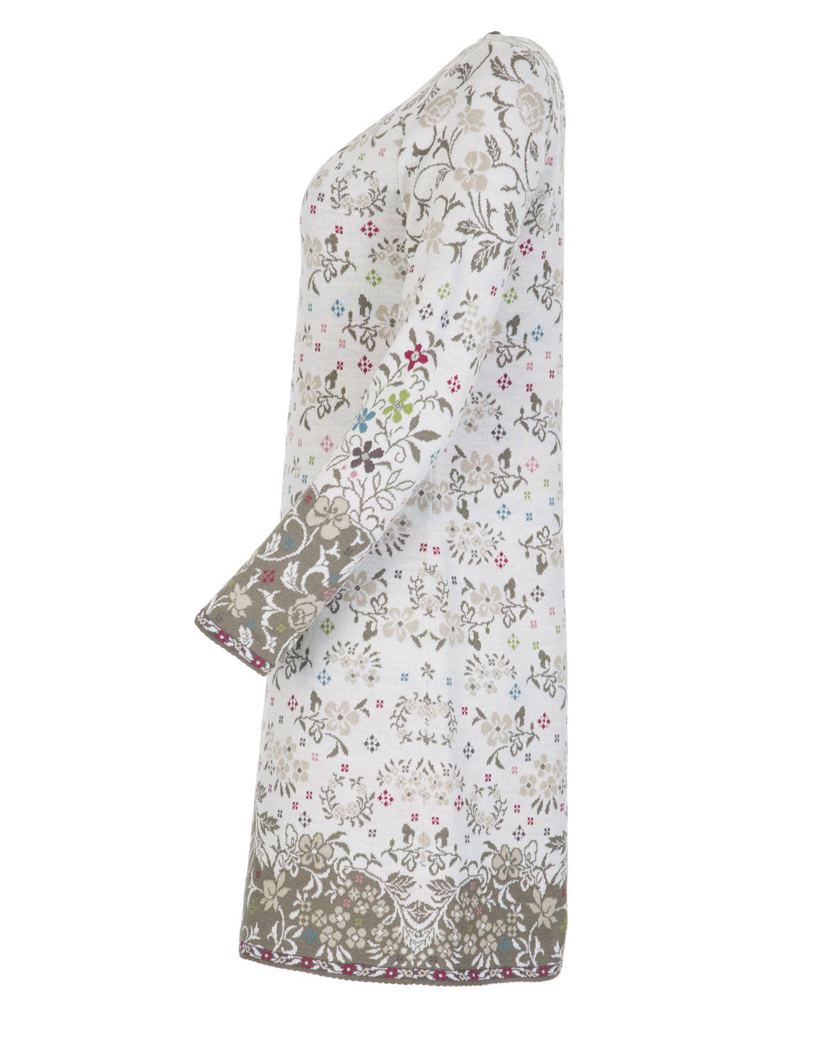 Dunque Jacquard Kleid flowers kbT-Merinowolle Bio Baumwolle