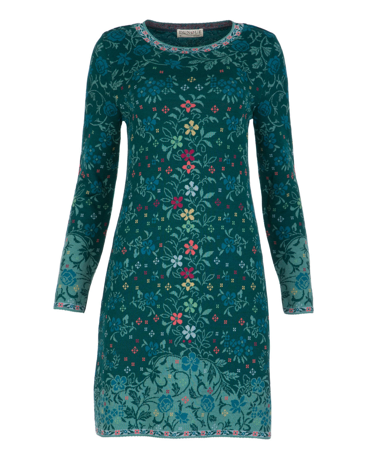 Dunque Jacquard Kleid flowers kbT-Merinowolle Bio Baumwolle