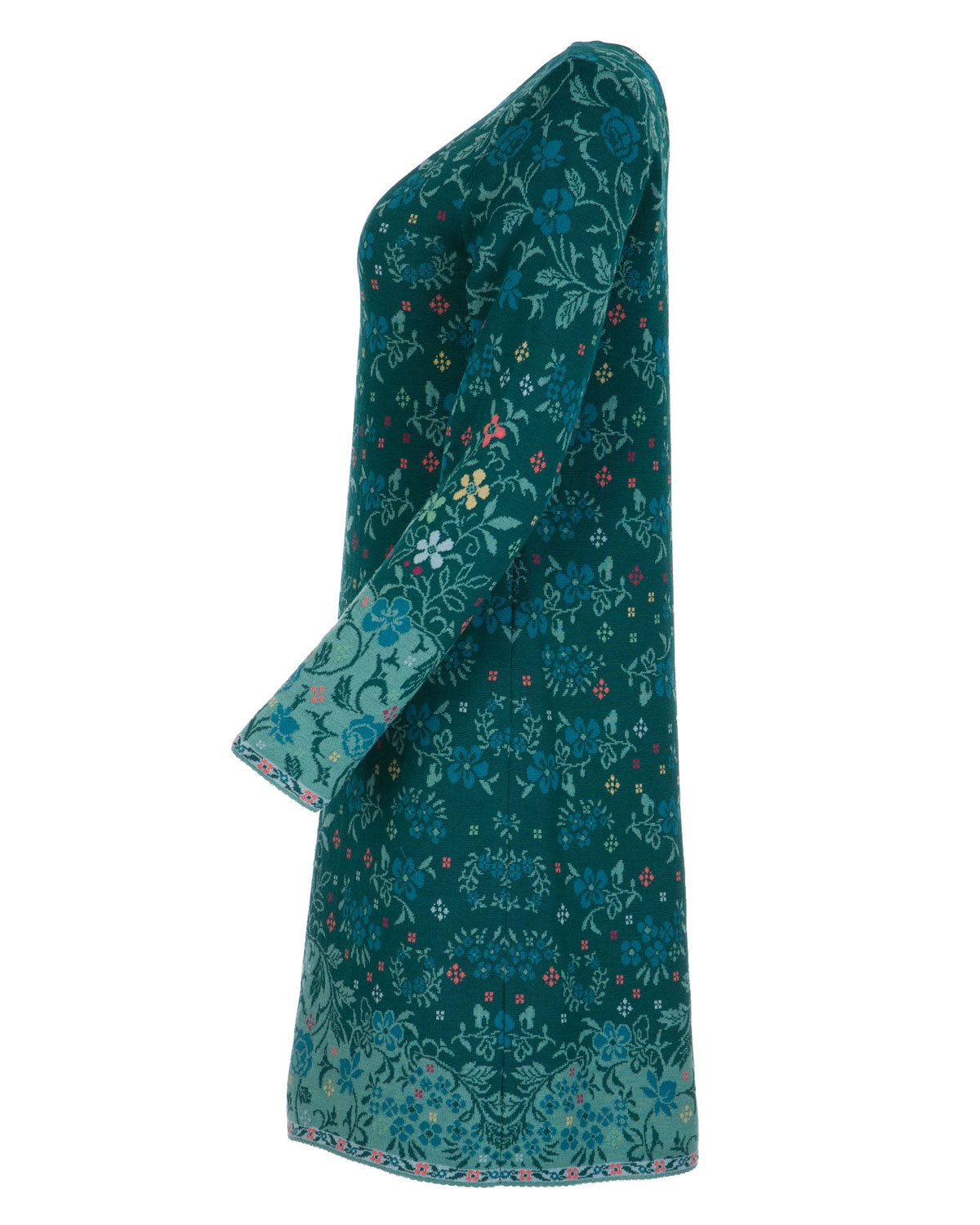 Dunque Jacquard Kleid flowers kbT-Merinowolle Bio Baumwolle