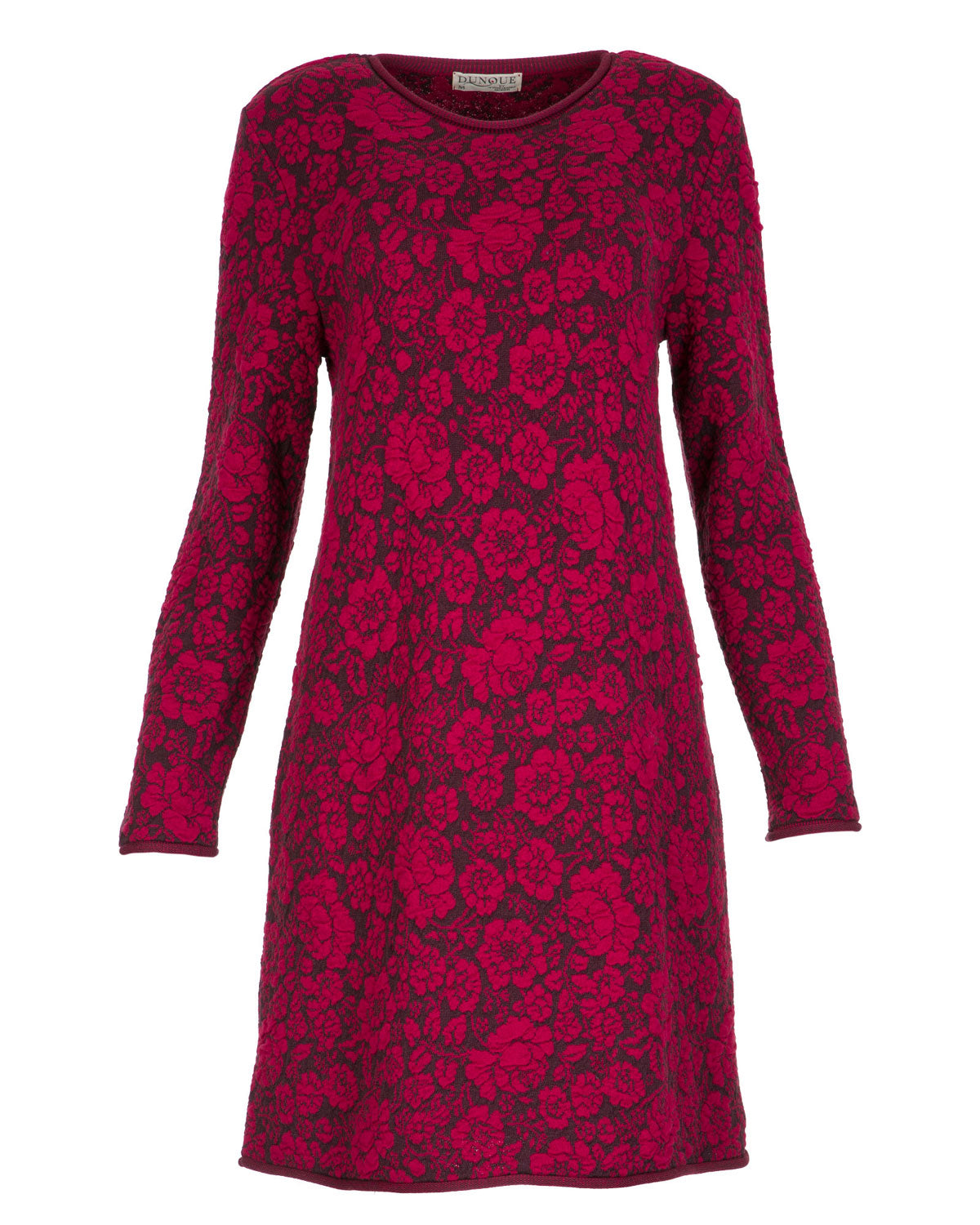 Dunque Jacquard Kleid Rosenmuster kbT-Merinowolle Bio Baumwolle