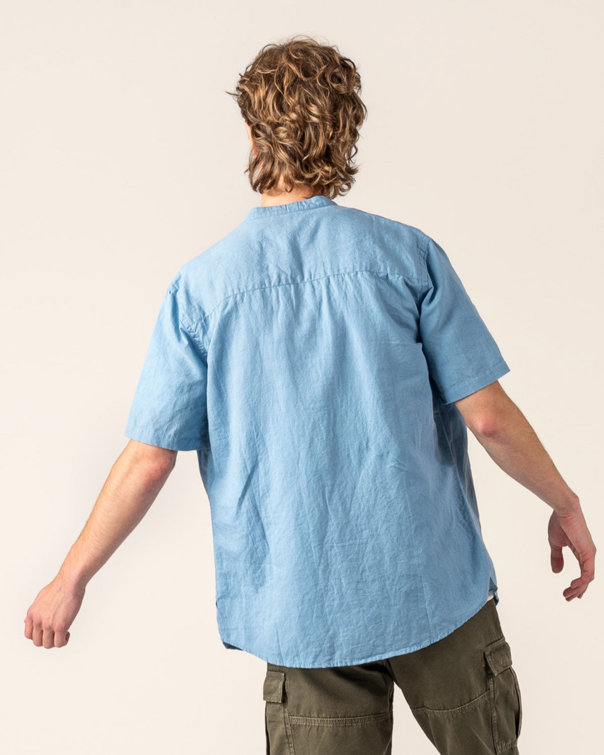 Living Crafts Herren Bio kurzarm Hemd Leinen Baumwolle