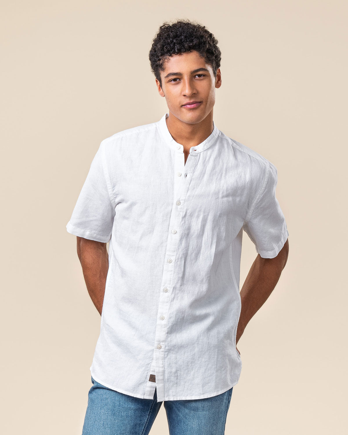 Living Crafts Herren Bio kurzarm Hemd Leinen Baumwolle