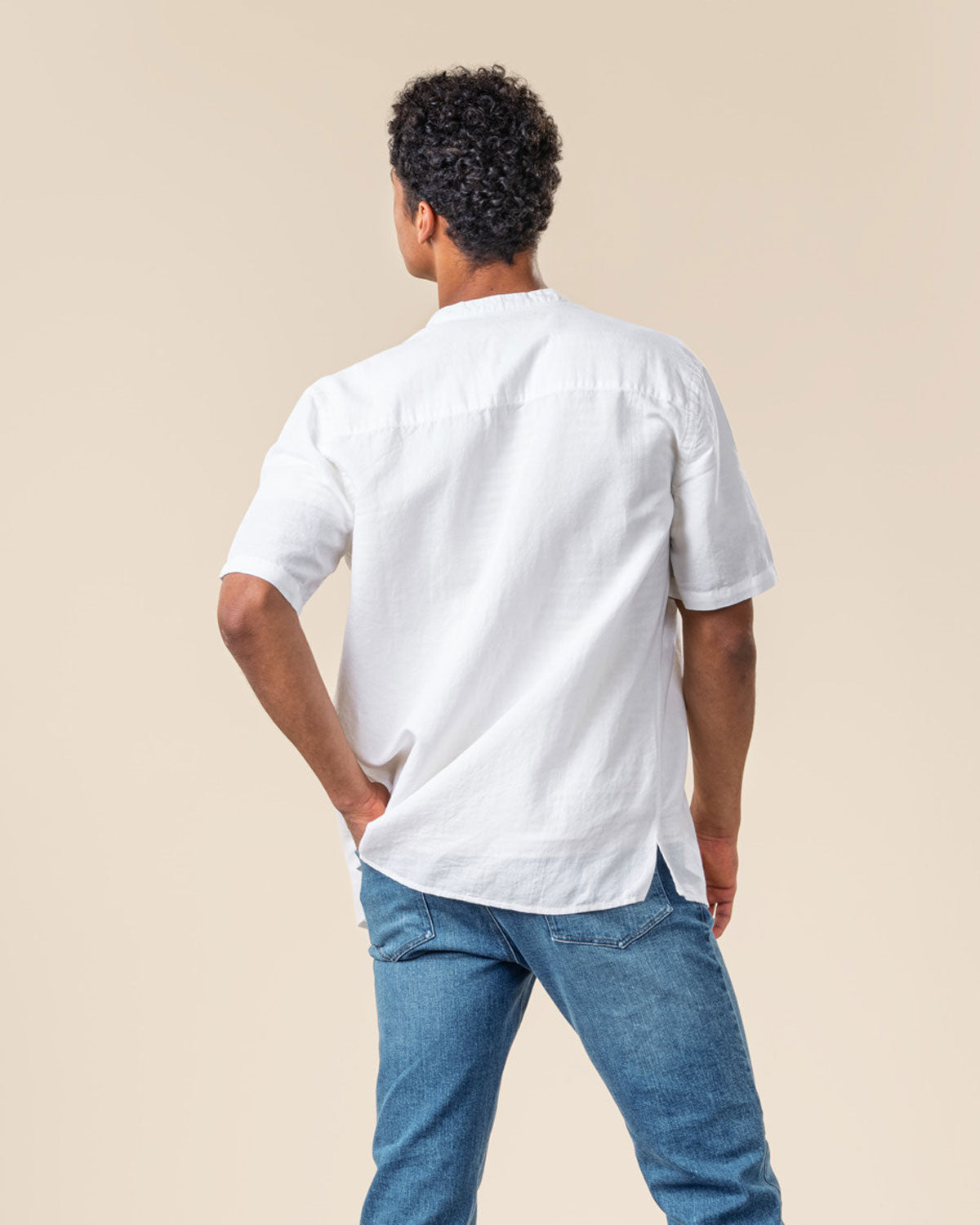 Living Crafts Herren Bio kurzarm Hemd Leinen Baumwolle