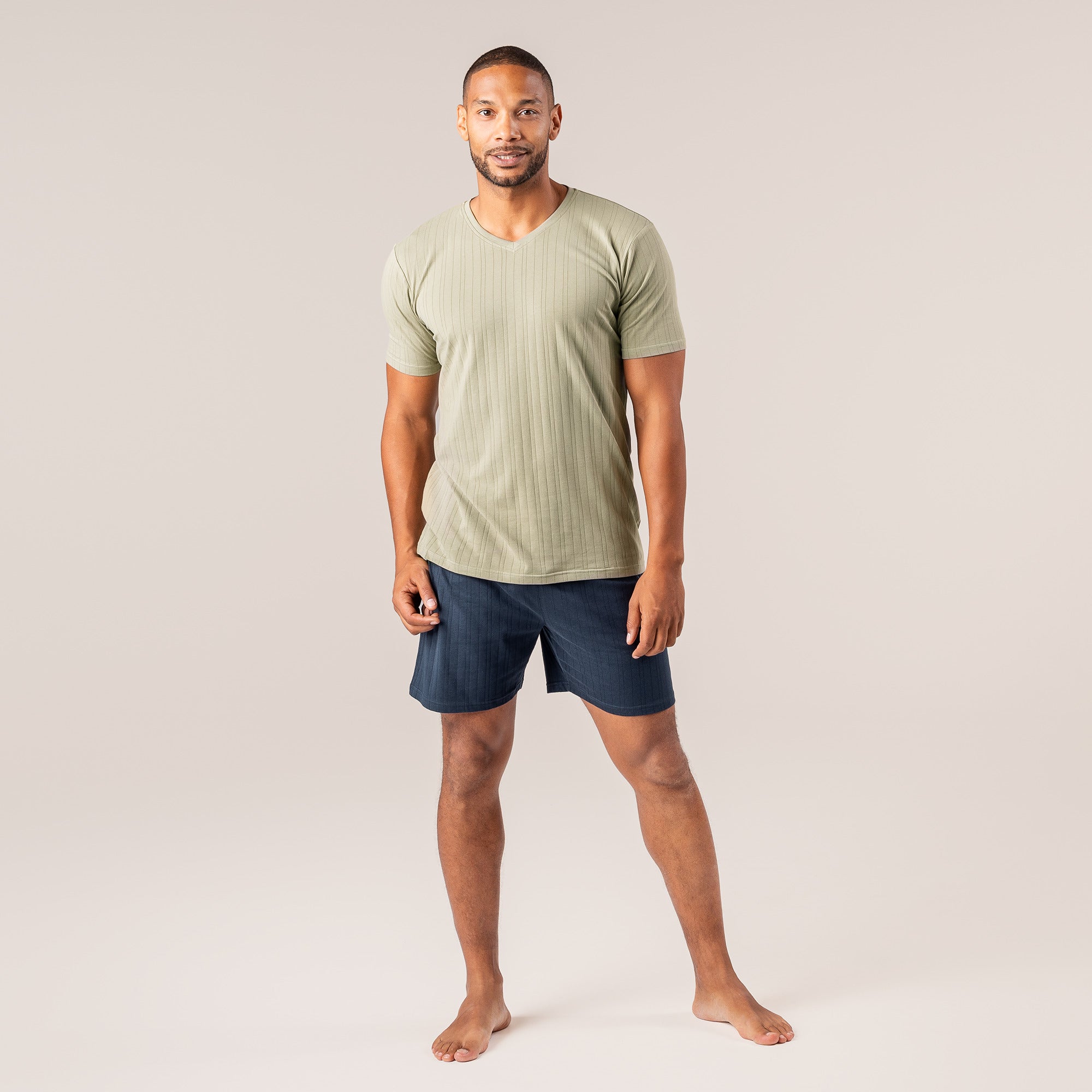 Living Crafts Herren Schlafanzug Kurz Bio Baumwolle