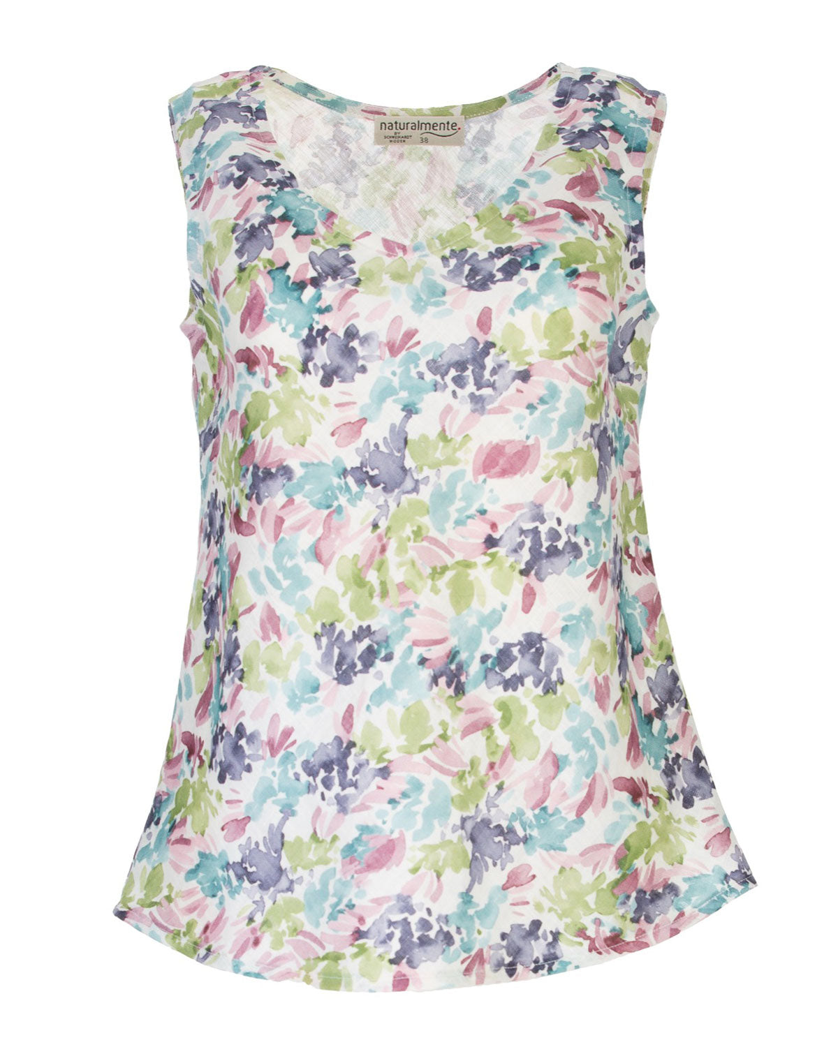 Naturalmente Damen-Leinen Top mit floralem Muster