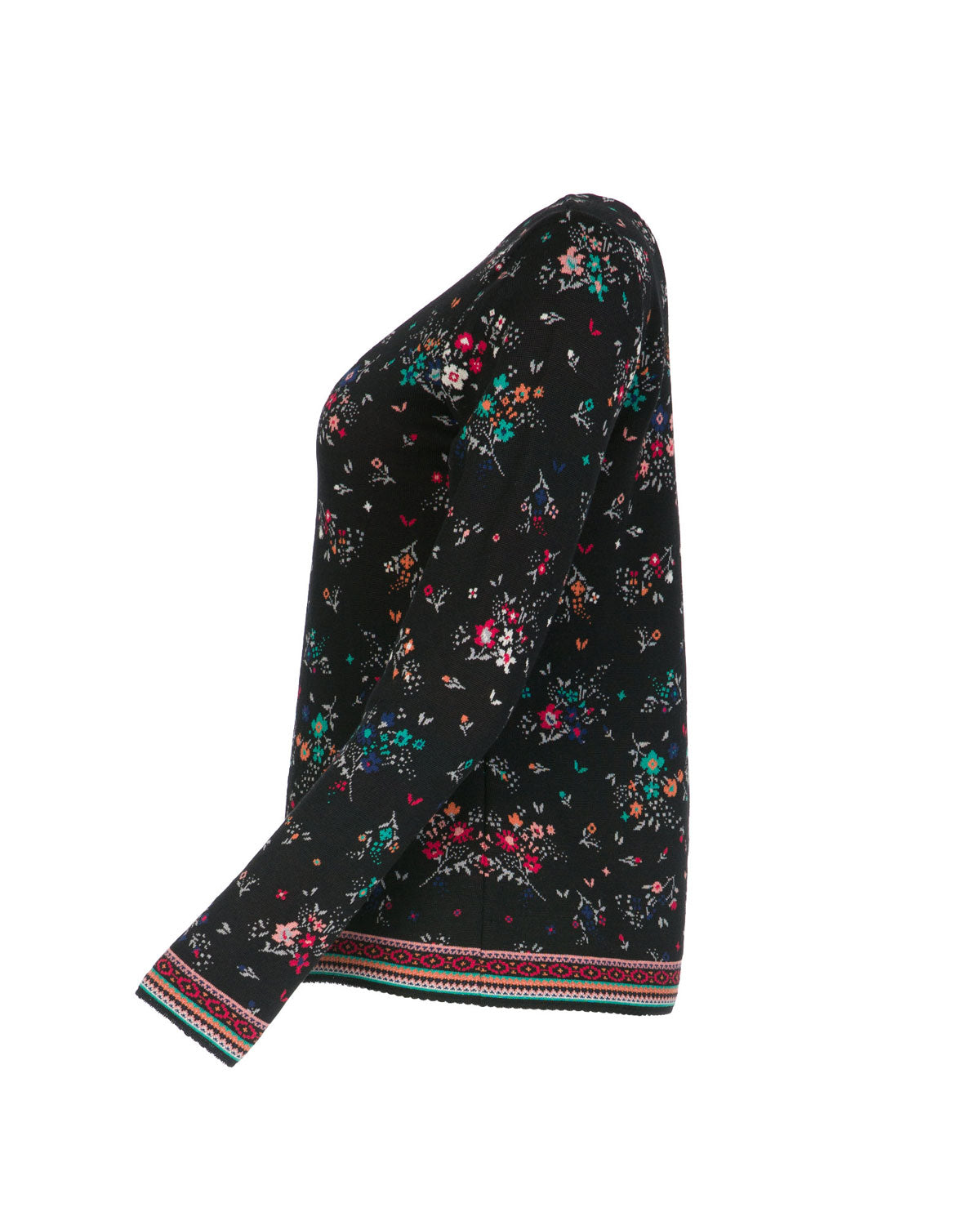 Dunque Damen Jacquard Pullover kbT Merinowolle Bio Baumwolle