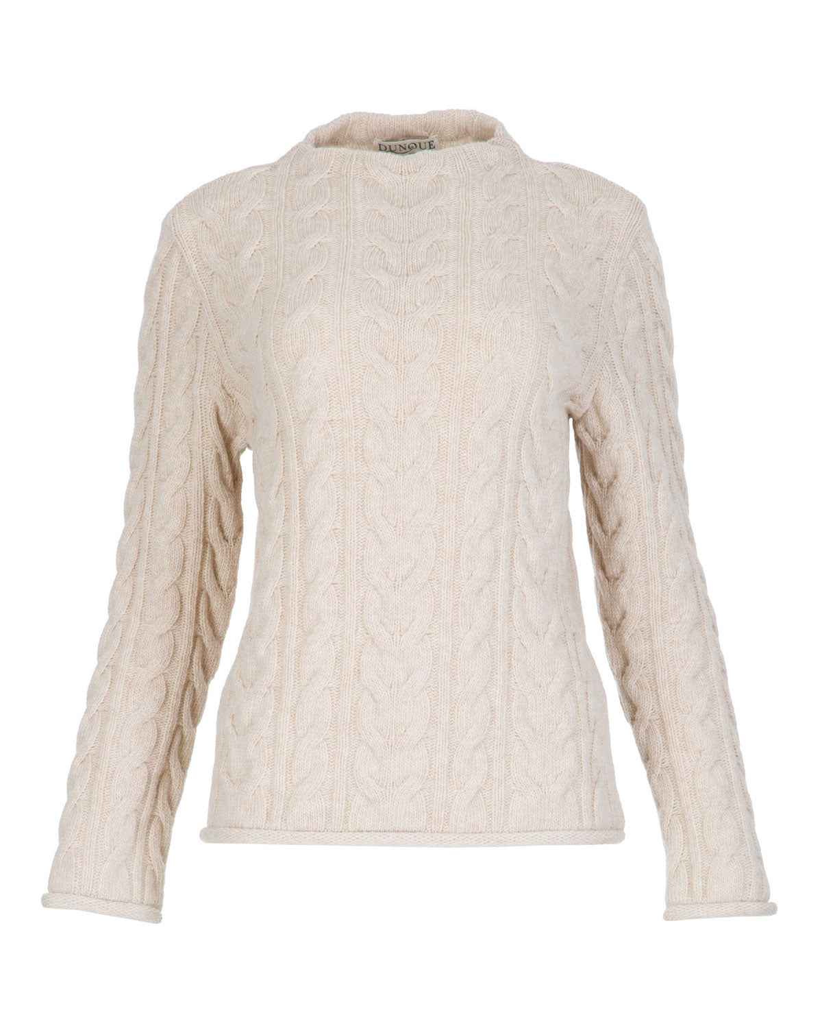 Dunque Damen Schurwolle Pullover Zopfmuster