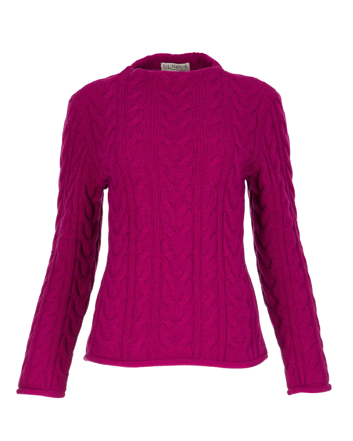 Dunque Damen Schurwolle Pullover Zopfmuster