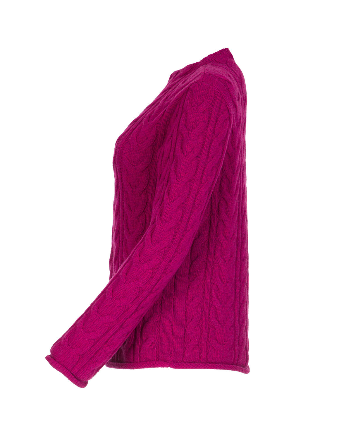 Dunque Damen Schurwolle Pullover Zopfmuster
