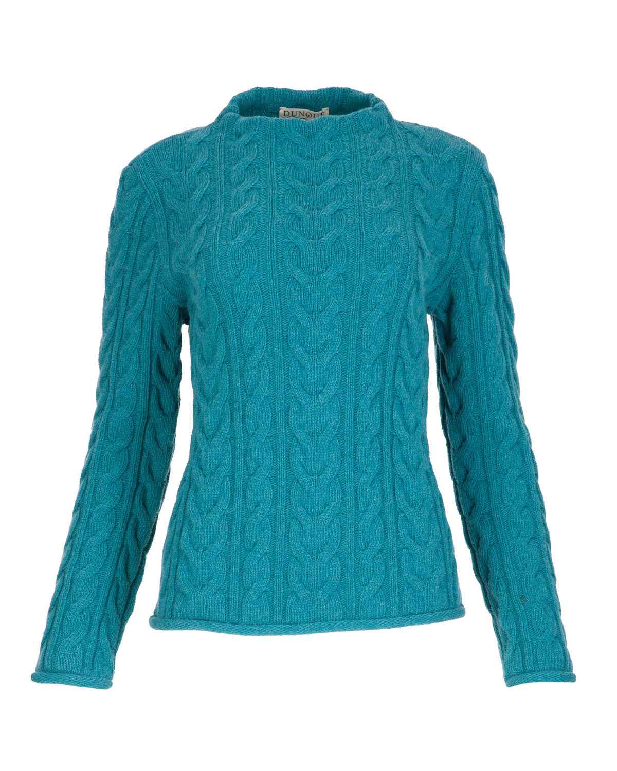 Dunque Damen Schurwolle Pullover Zopfmuster