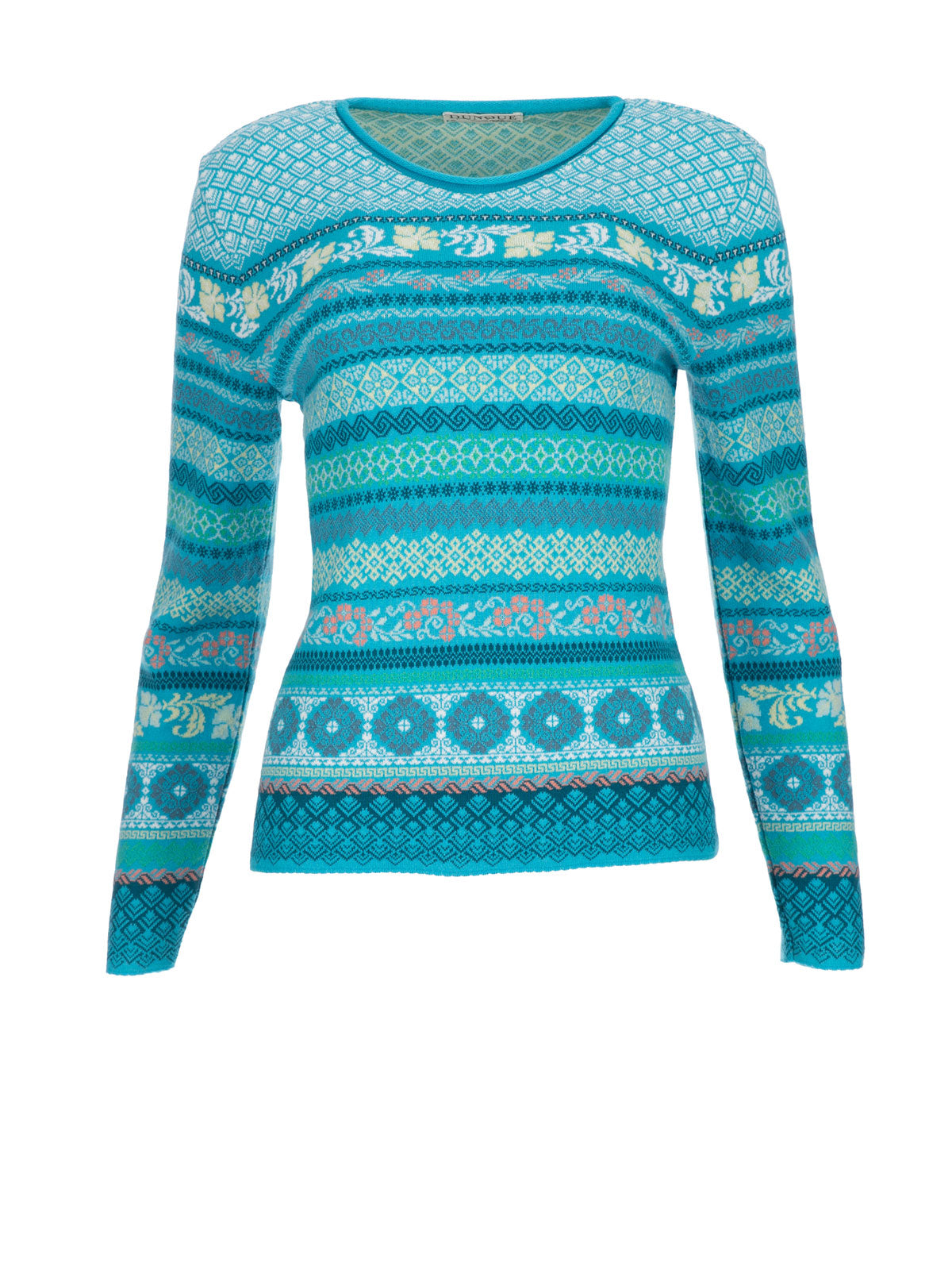 Dunque Damen Jacquard Strick-Pullover Bio Baumwolle