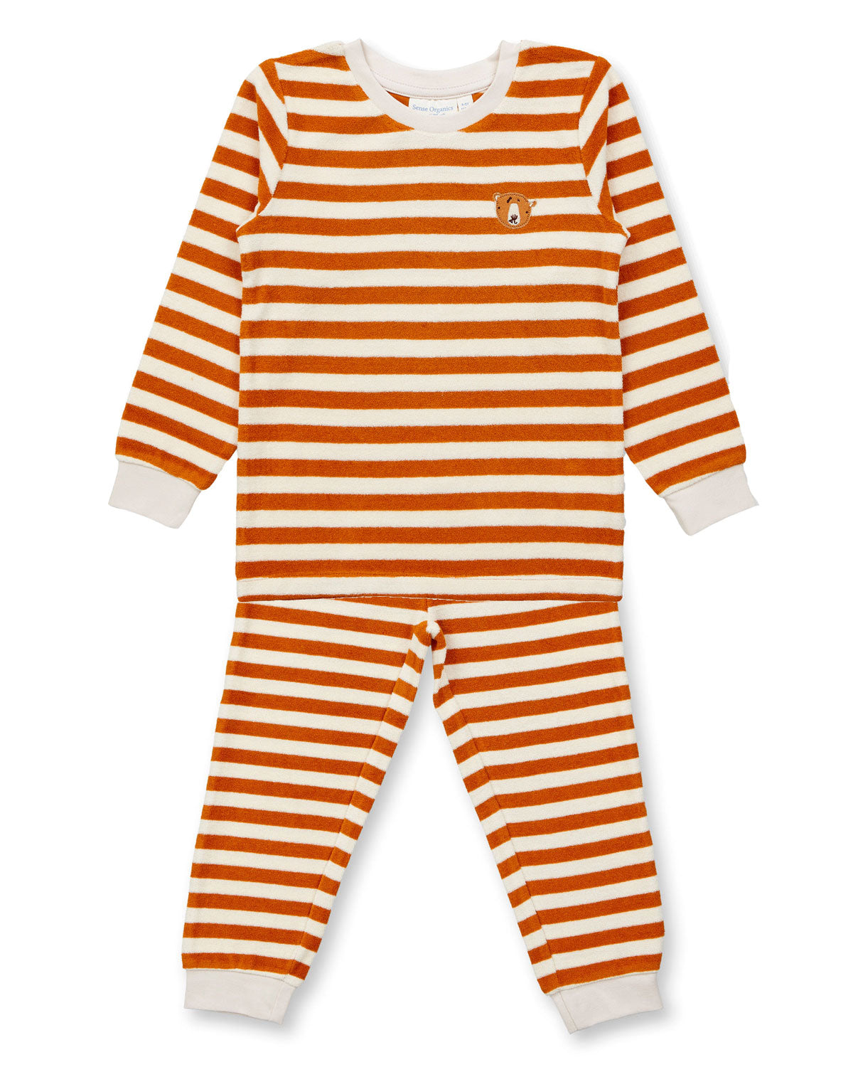 Sense Organics Frottee Kinder Ringel Schlafanzug Bio Baumwolle