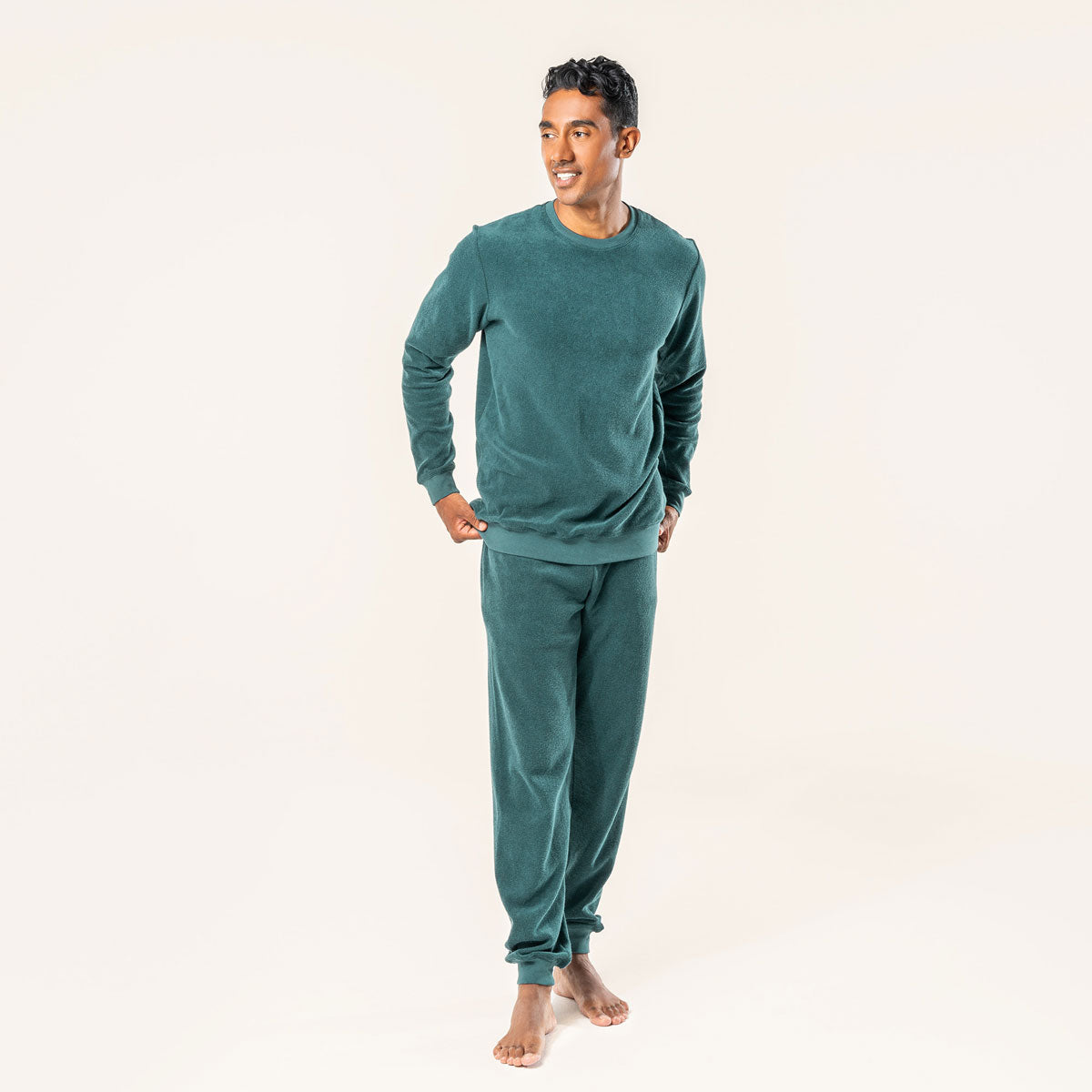 Living Crafts Herren Frottee-Pyjama Bio Baumwolle