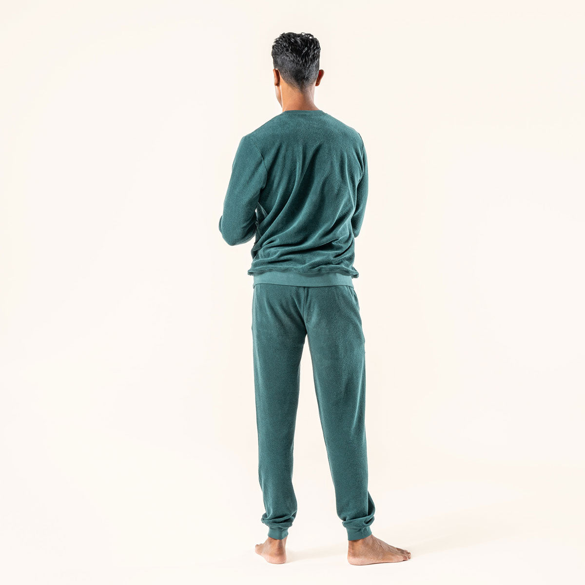 Living Crafts Herren Frottee-Pyjama Bio Baumwolle
