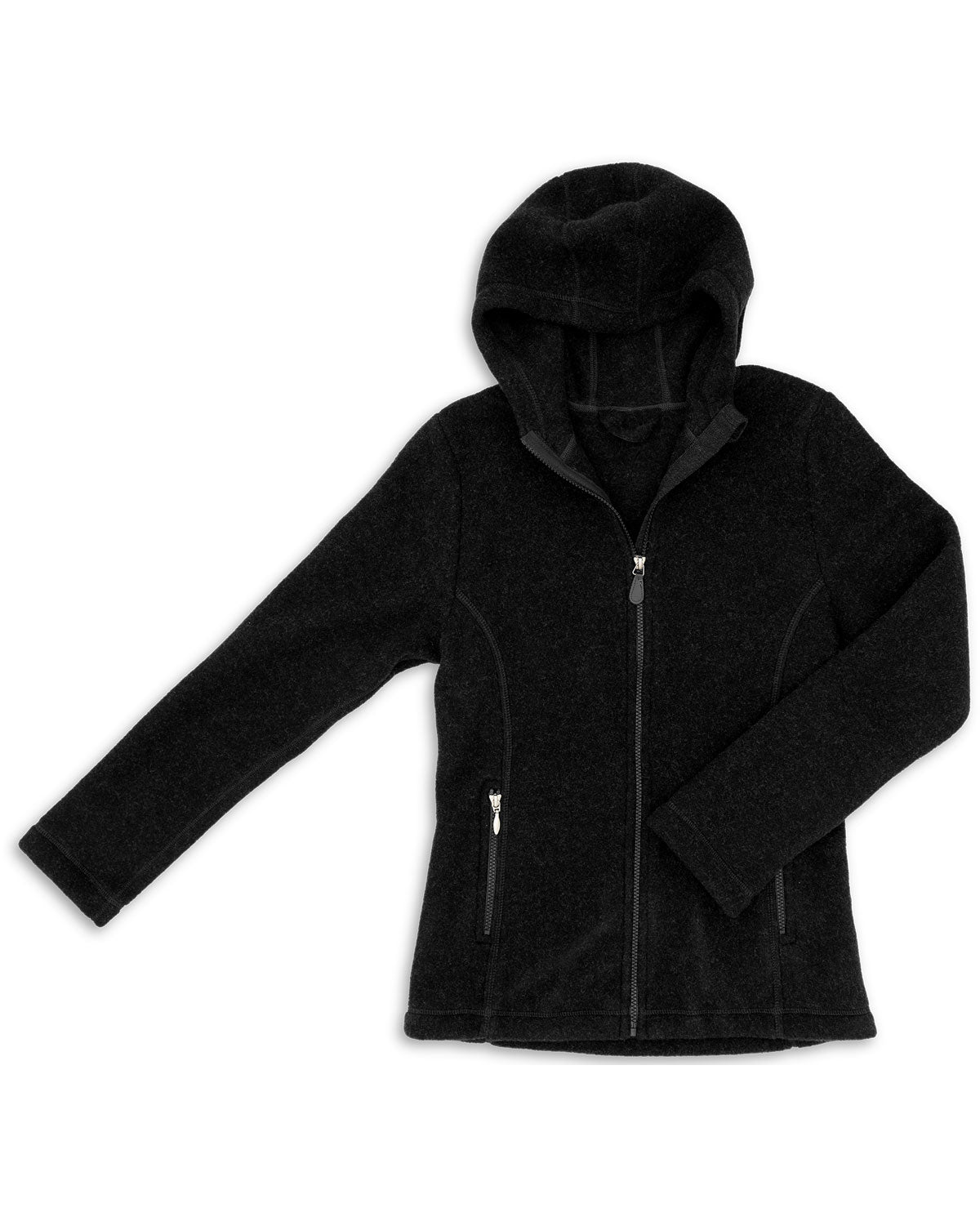 Engel Damen Fleece-Jacke mit Kapuze und Reißverschluss kbT Schurwolle
