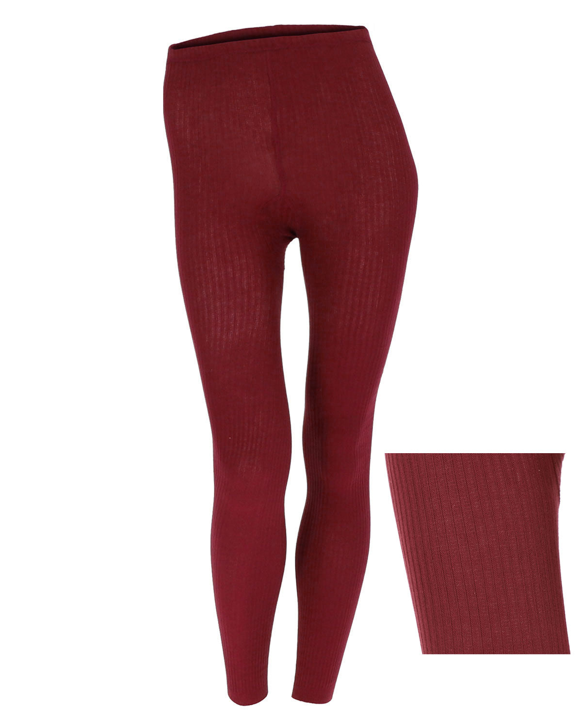 Damen Legging uni Ripp Strick Bio Baumwolle Elasthan