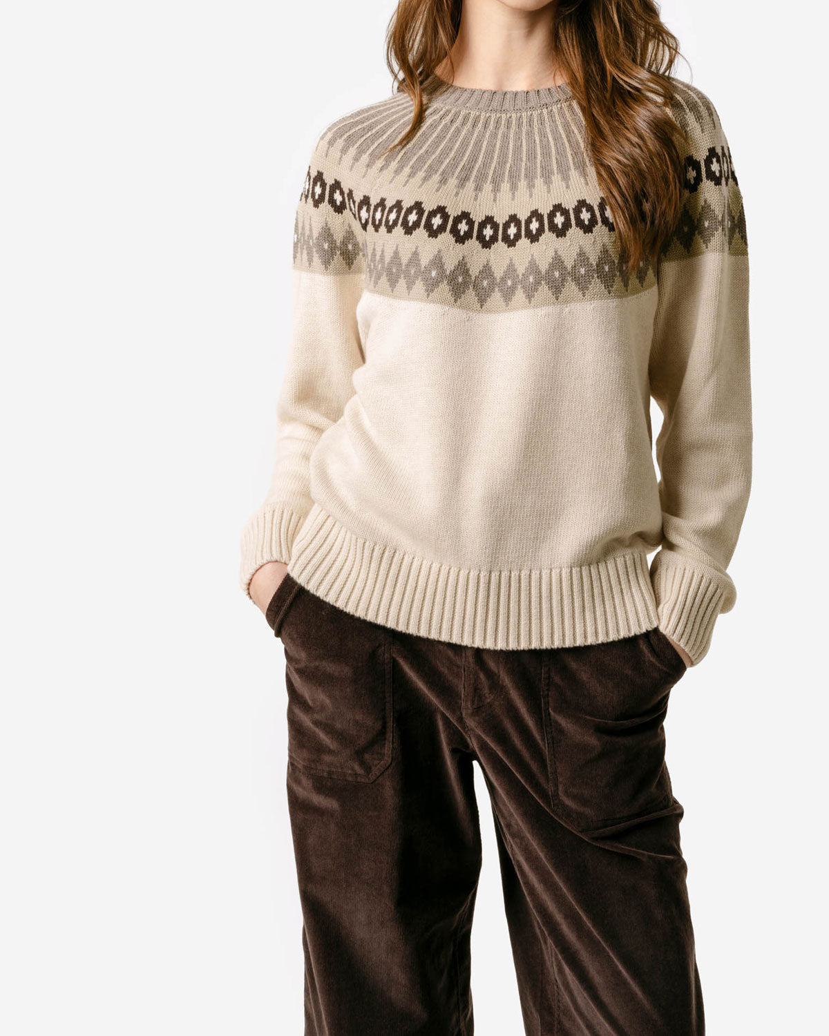 Damen-Jacquard-Pullover Bio-Baumwolle