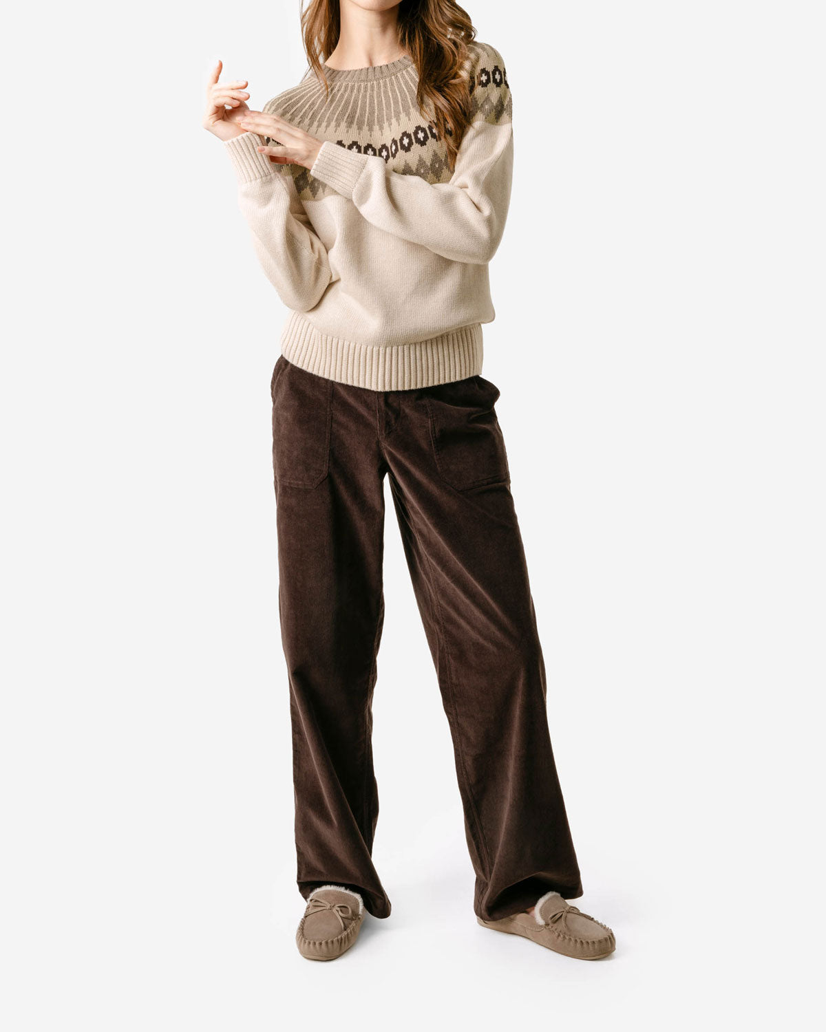 Damen-Jacquard-Pullover Bio-Baumwolle