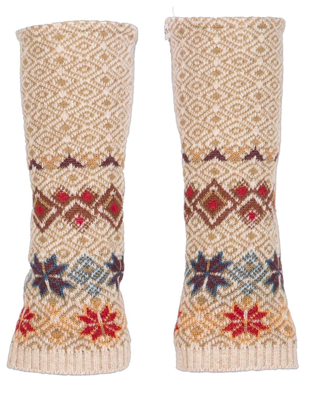 Dunque Damen Jacquard-Handstulpe Schurwolle Baumwolle (Bio)