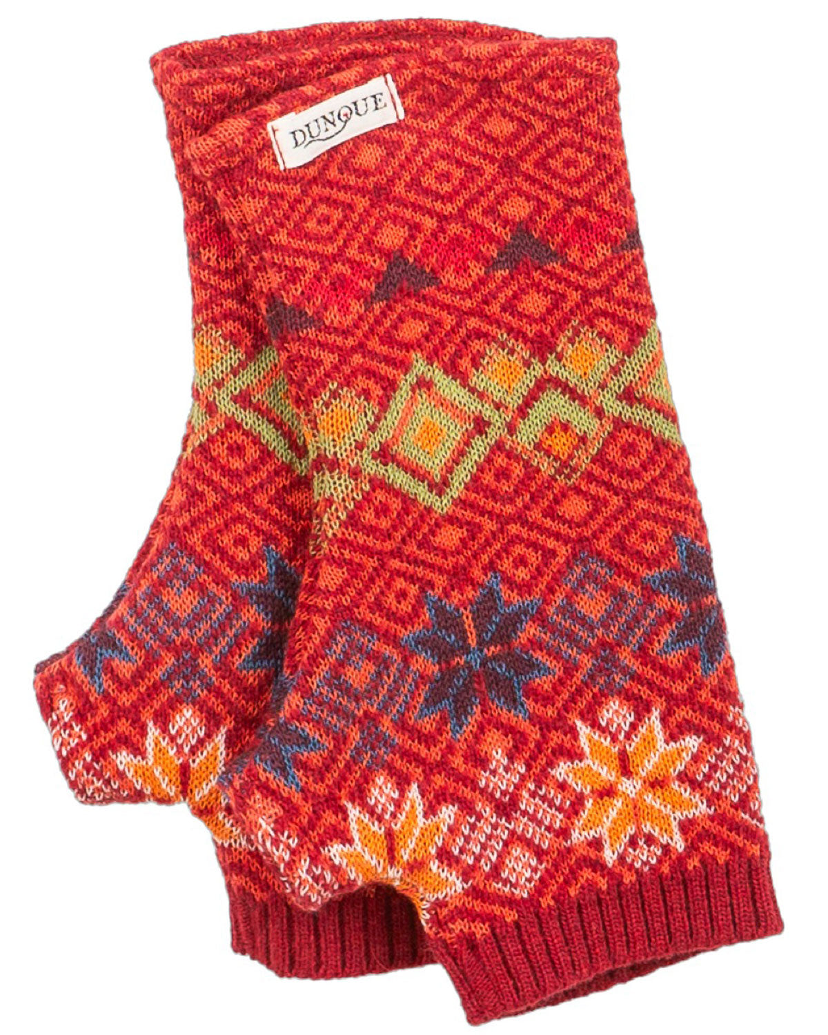 Damen Jacquard-Fingerstulpen Schurwolle Baumwolle (Bio)