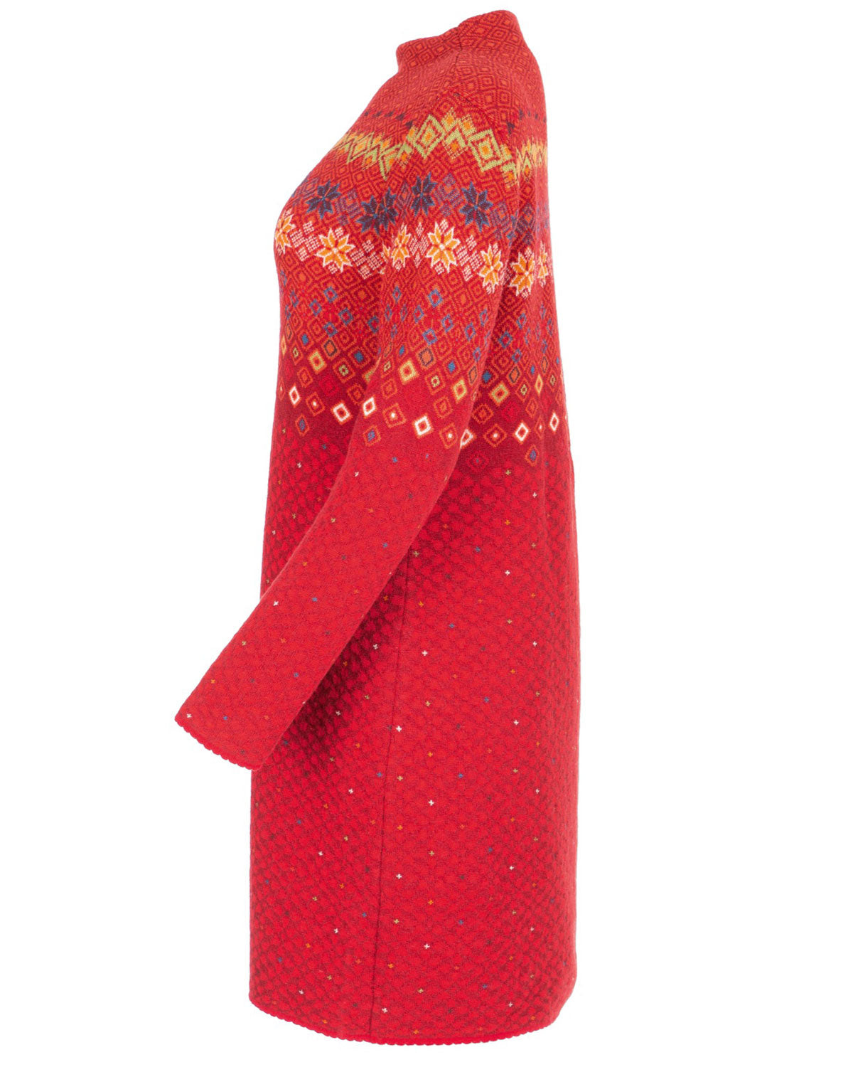 Damen-Jacquard-Kleid mit Kelchkragen Schurwolle Baumwolle (Bio)