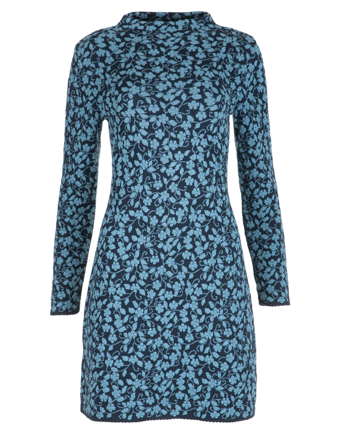 Damen-Cloqué-Jacquard-Kleid Kelchkragen Schurwolle (kbT-Merino) Baumwolle (Bio)