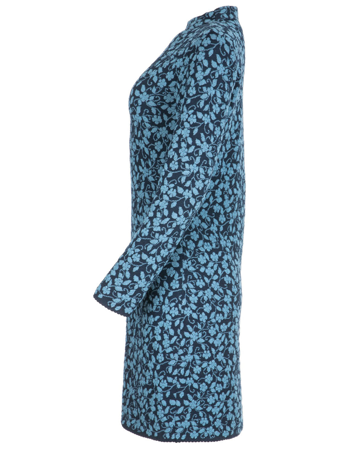 Damen-Cloqué-Jacquard-Kleid Kelchkragen Schurwolle (kbT-Merino) Baumwolle (Bio)