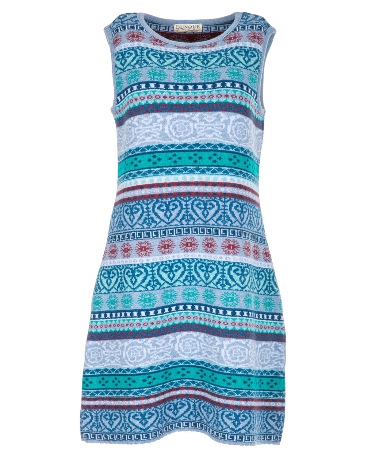 Dunque Damen Jacquard Tunika Kleid reine Schurwolle