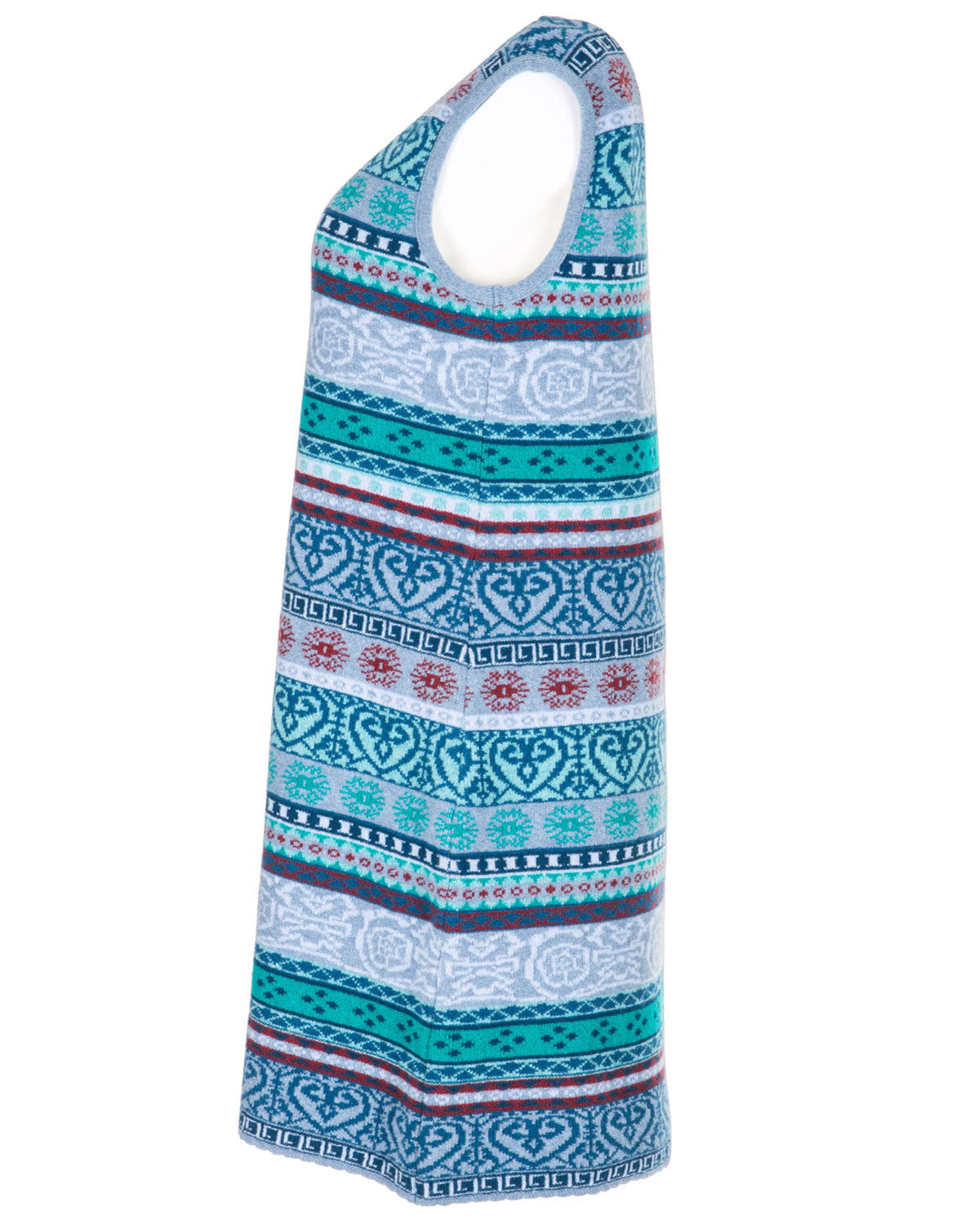 Dunque Damen Jacquard Tunika Kleid reine Schurwolle