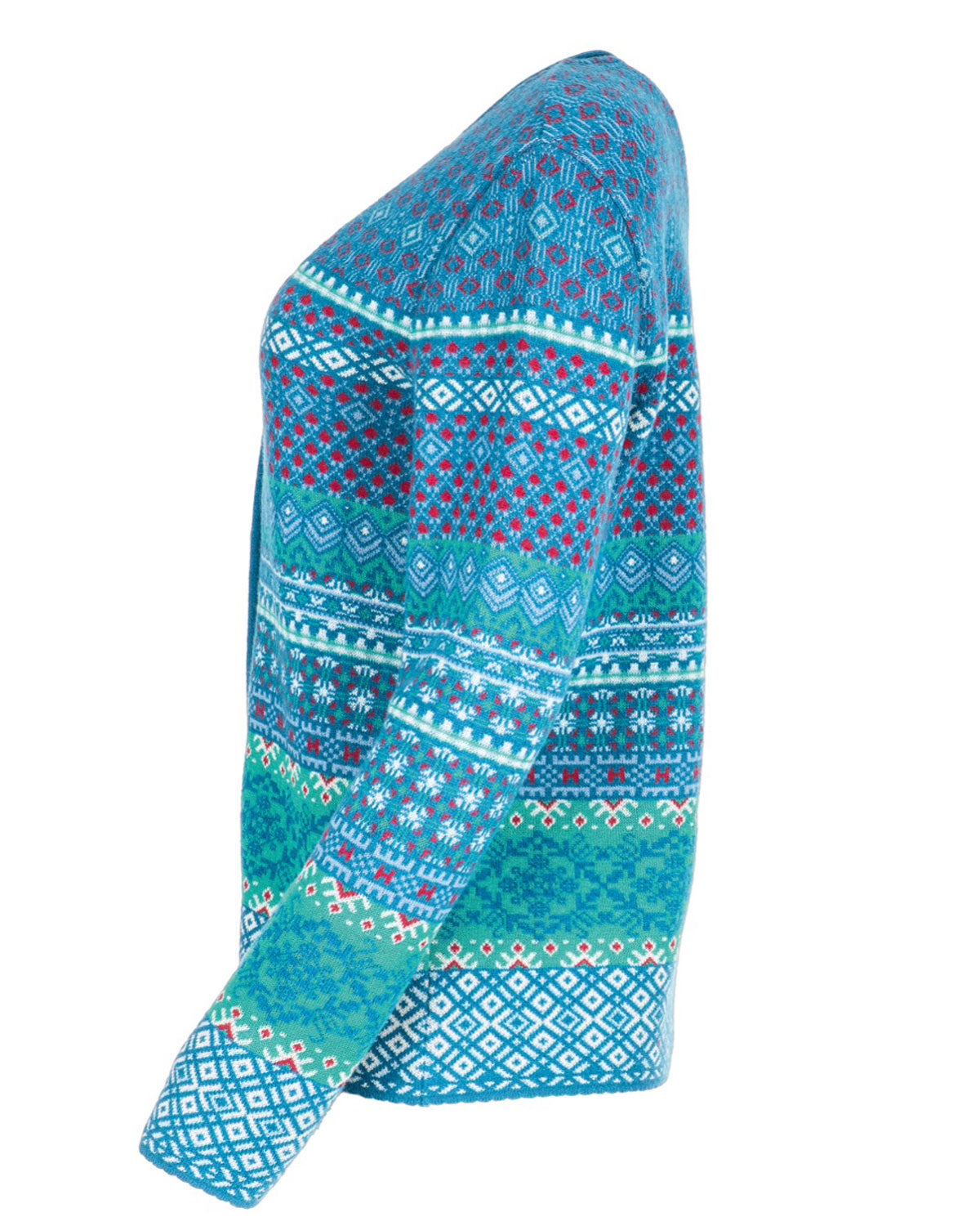 Dunque Damen Jacquard Strickjacke Schurwolle Baumwolle (Bio)