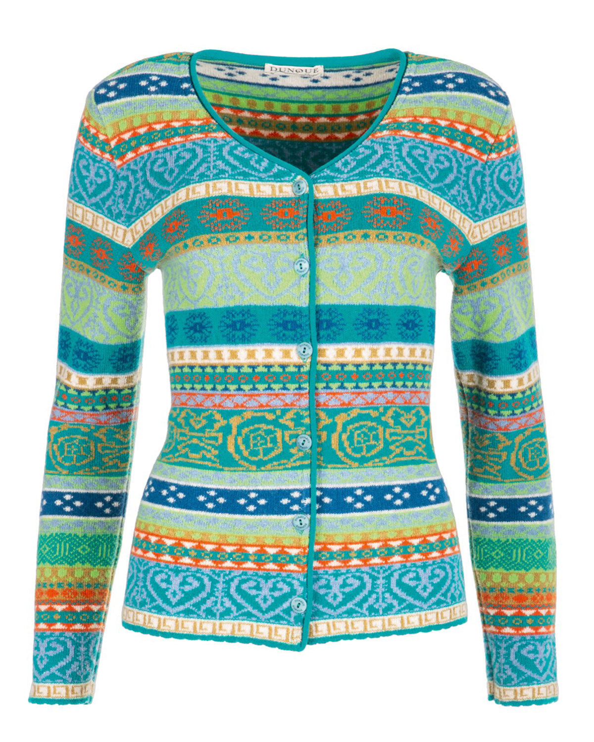 Dunque Damen Jacquard Strickjacke Schurwolle
