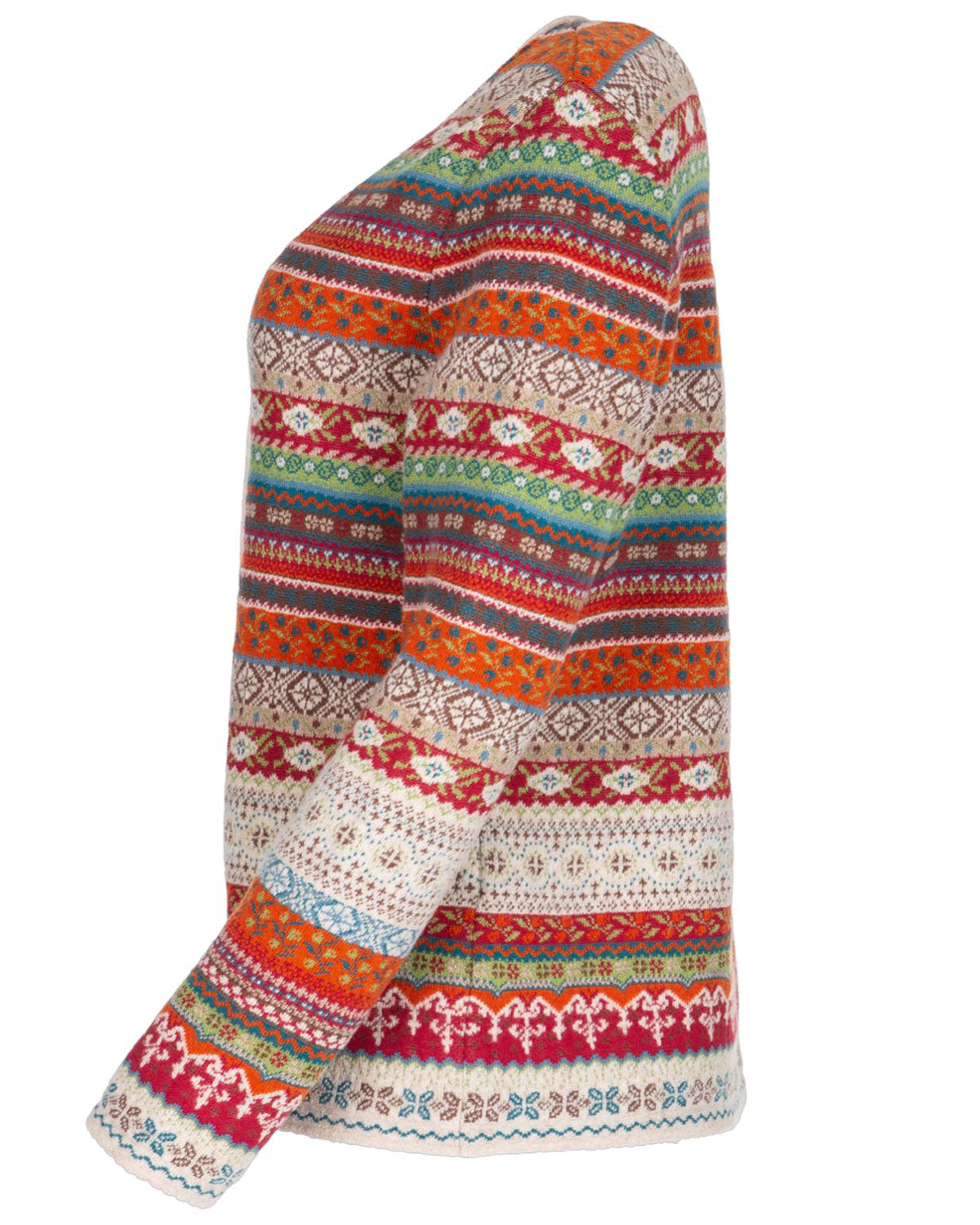 Dunque Damen Jacquard Strickjacke Wolle Bio Baumwolle
