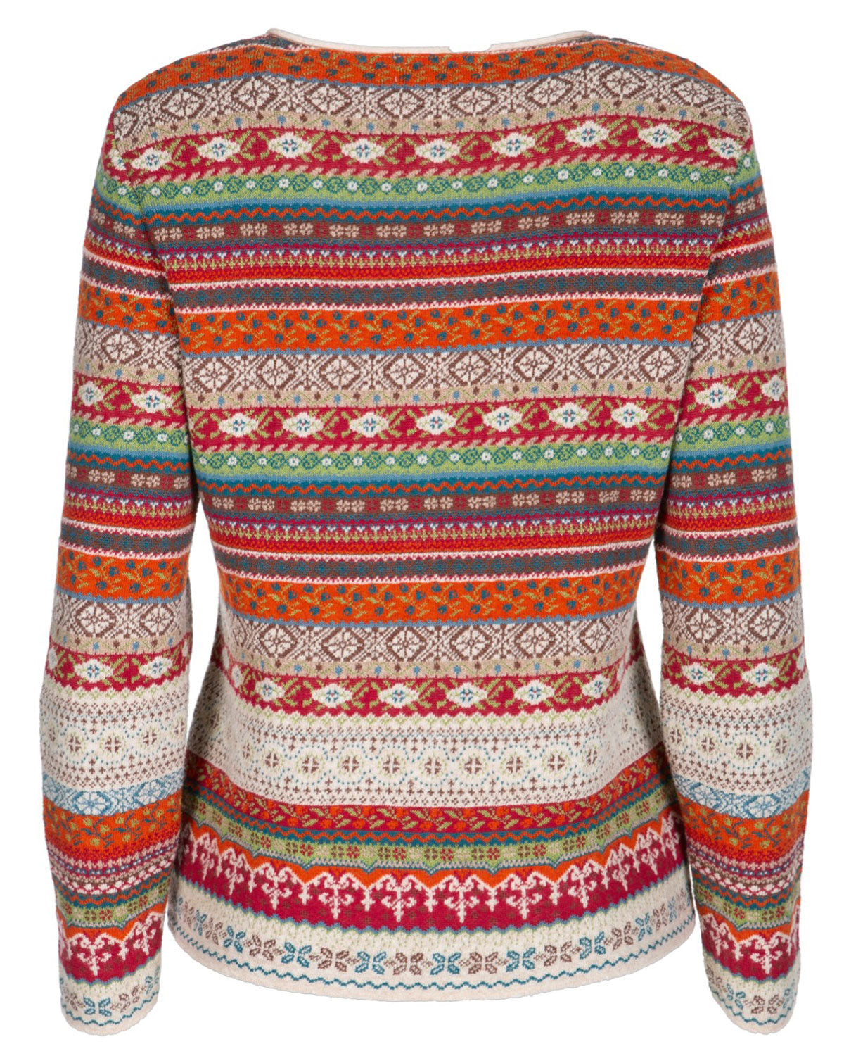 Dunque Damen Jacquard Strickjacke Wolle Bio Baumwolle
