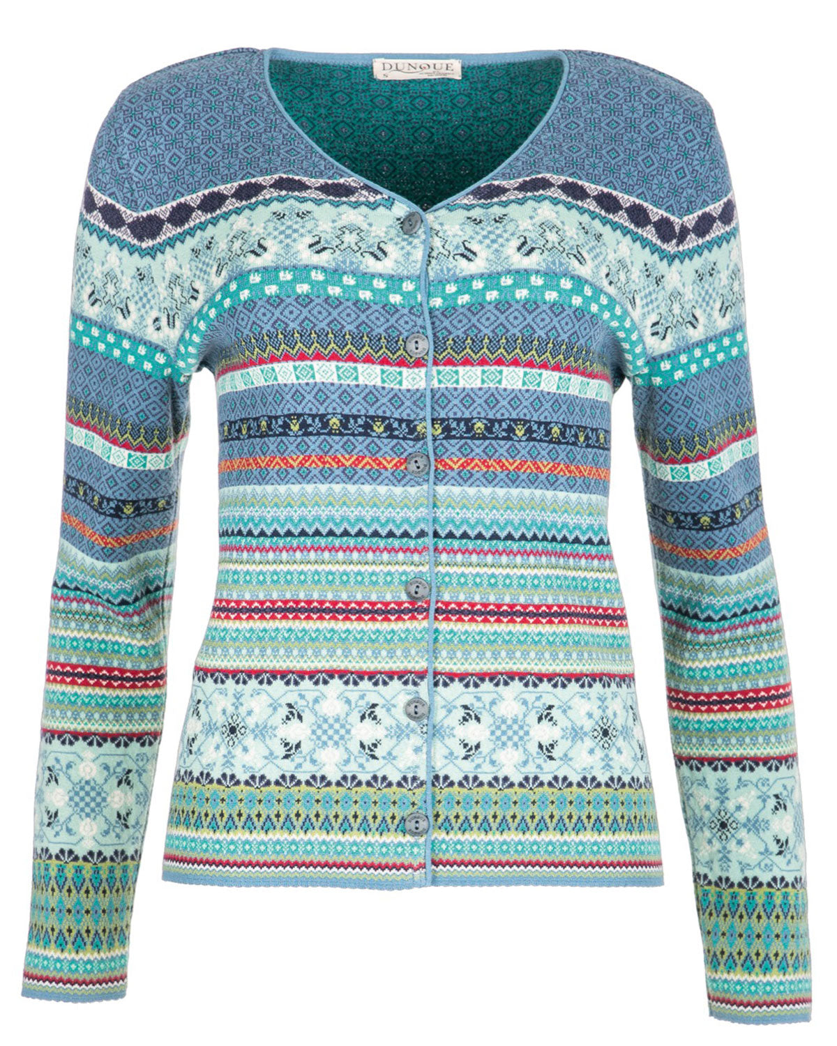 Dunque Damen Jacquard Strickjacke Bio Baumwolle