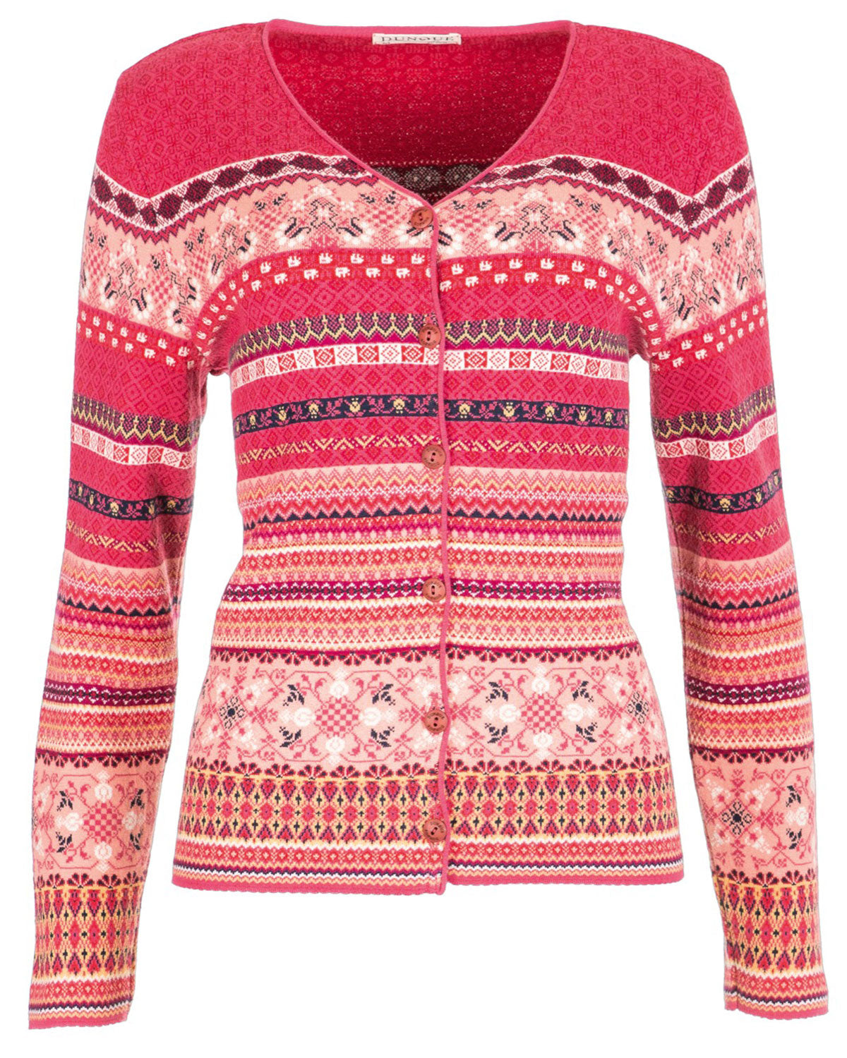Dunque Damen Jacquard Strickjacke Bio Baumwolle