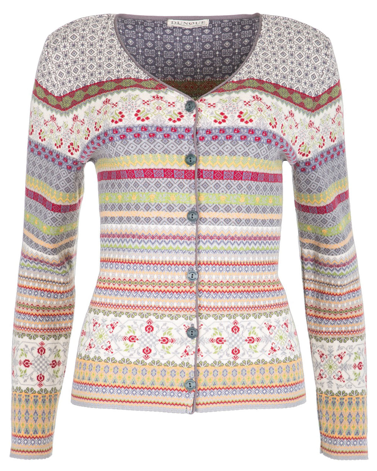 Dunque Damen Jacquard Strickjacke Bio Baumwolle
