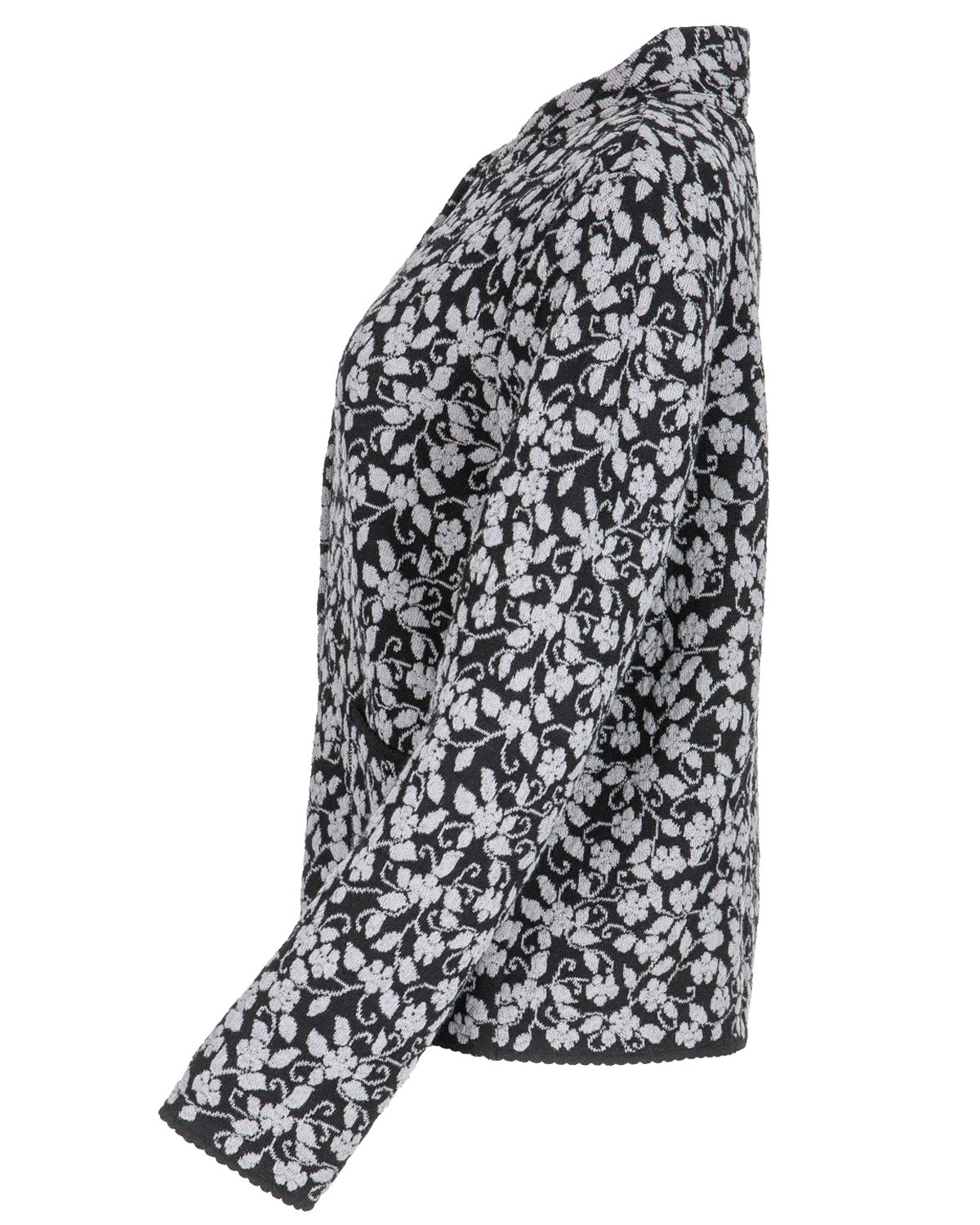 Jacquard-Jacke Hochbund Cloqué Schurwolle (kbT) Baumwolle (Bio)