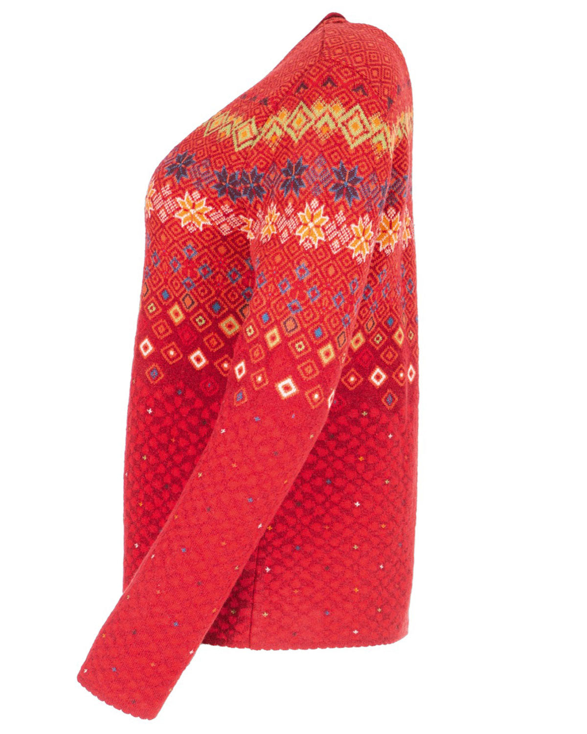 Dunque Damen Jacquard Strickjacke Schurwolle Baumwolle (Bio)